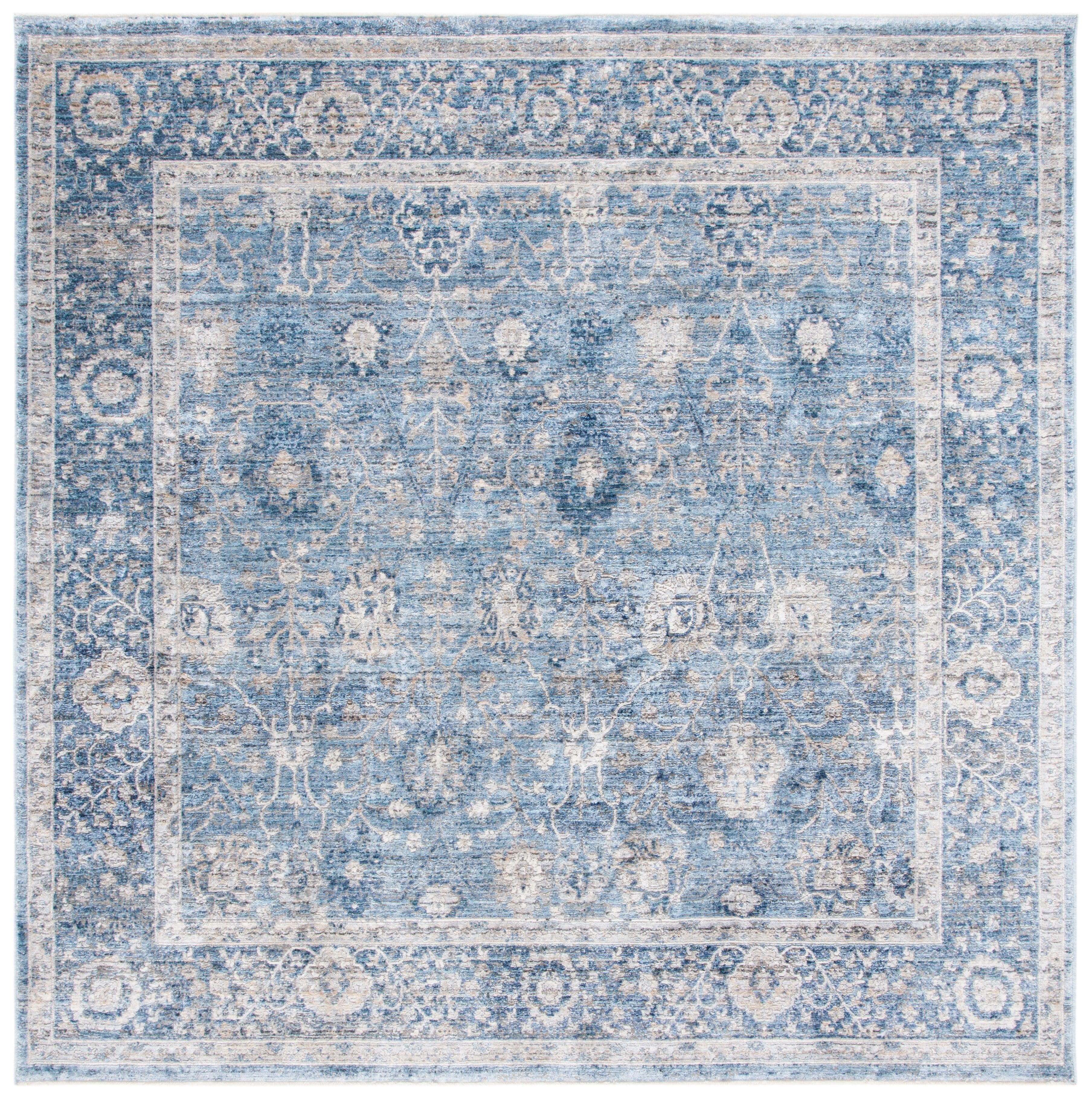 SAFAVIEH Dream Giles Floral Area Rug, Grey/Turquoise, 6'7" x 6'7" Square