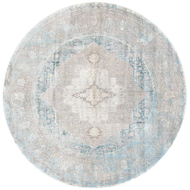 Dream DRM401 Power Loomed Indoor Area Rug - Grey/Aqua - 6'7" Round - Safavieh