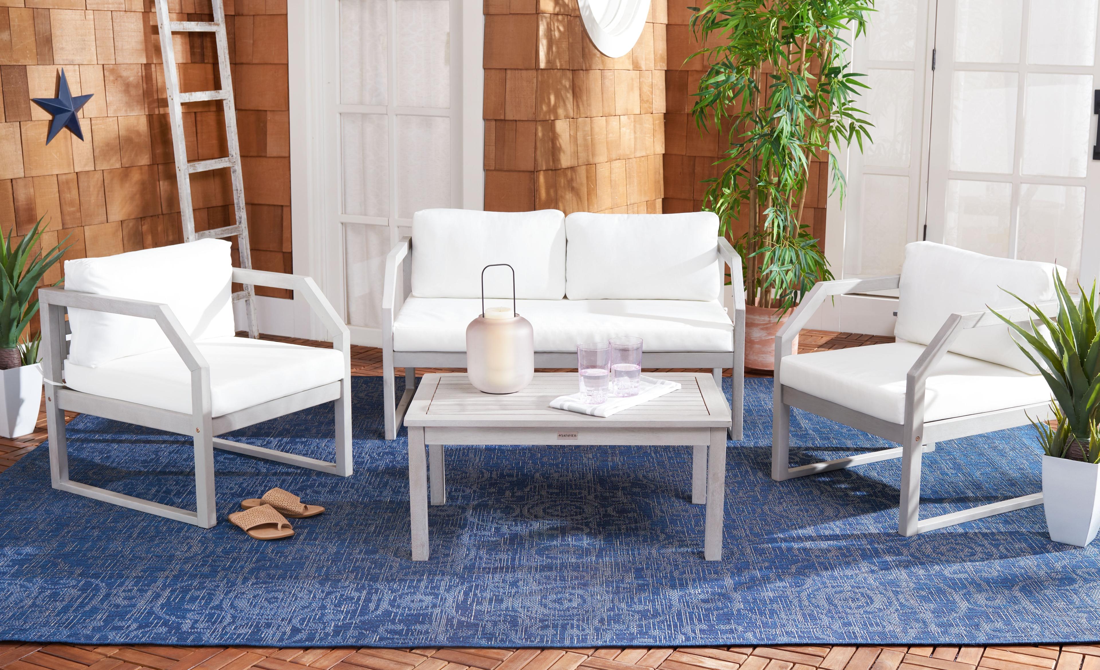 Dren 4 Piece Living Set - Indoor/Outdoor - PAT7067 - Grey/Beige - Safavieh