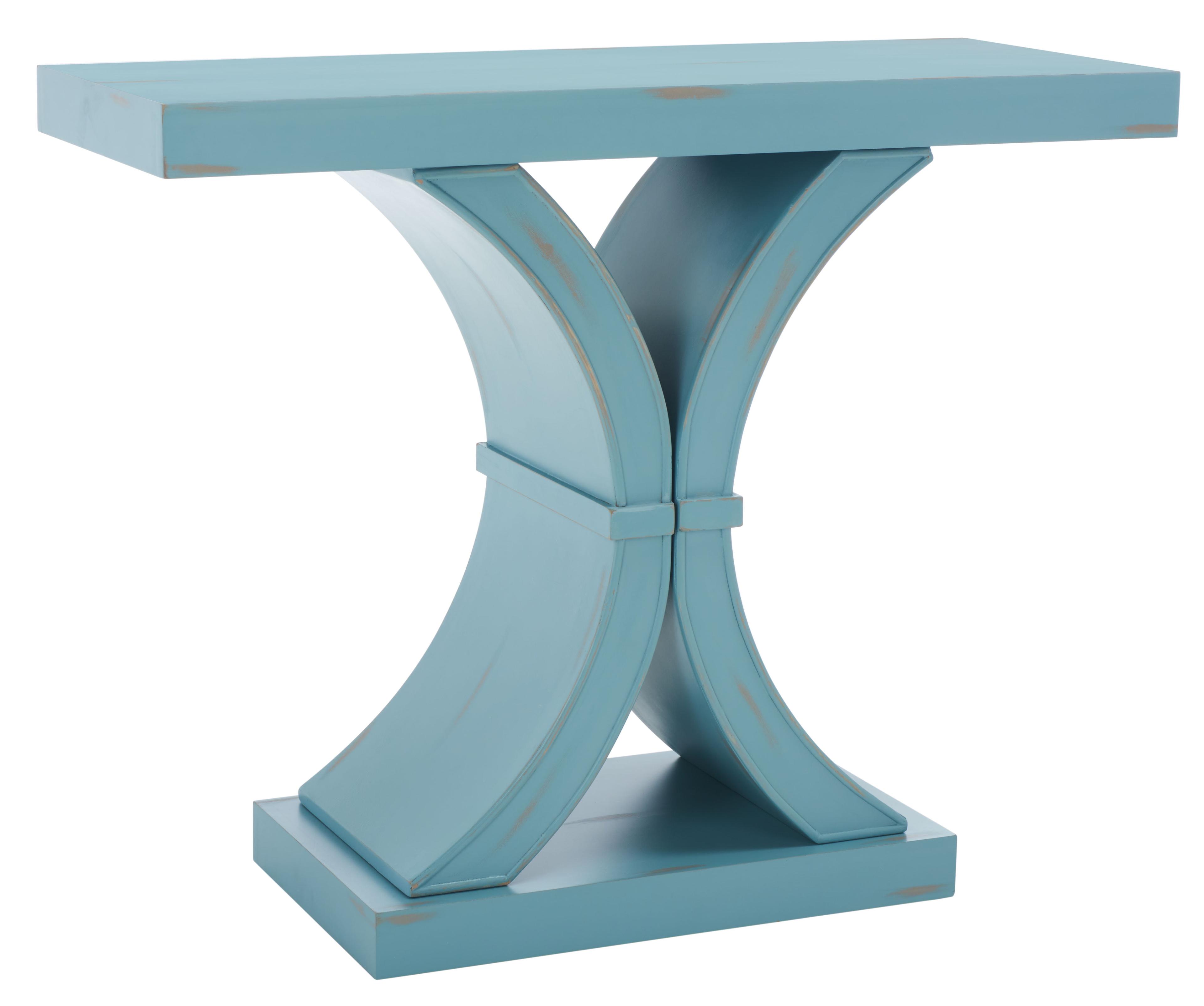 SAFAVIEH Dryden Modern Style Blue Wood Console Table (39.5 in. W x 15.5 in. D x 31.8 in. H)