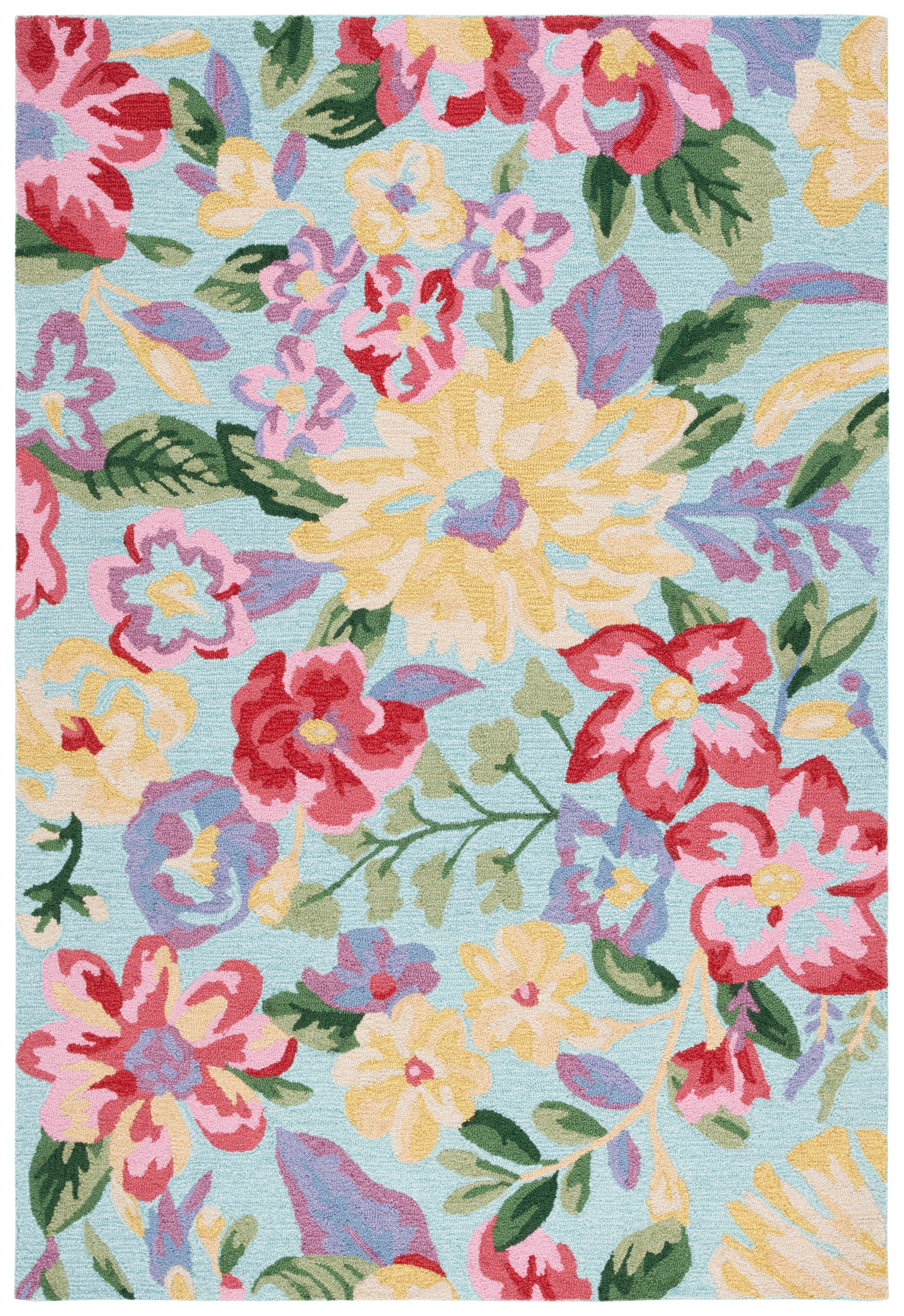 SAFAVIEH Easy Care Alan Floral Area Rug, Blue/Pink, 5' x 8'