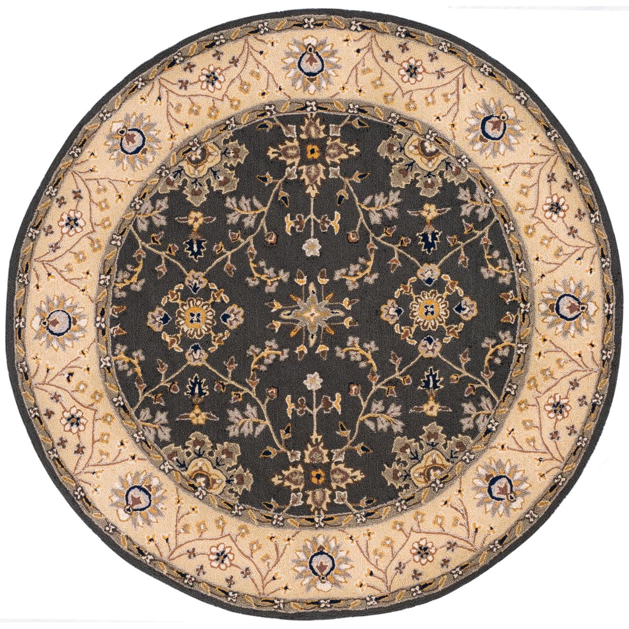 Easy Care EZC751 Hand Hooked Area Rug - Grey/Cream - 8' round - Safavieh.