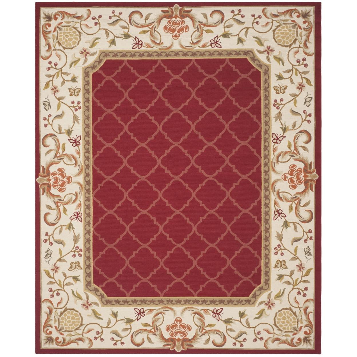Easy Care EZC753 Hand Hooked Area Rug - Burgundy/Ivory - 8'x10' - Safavieh.