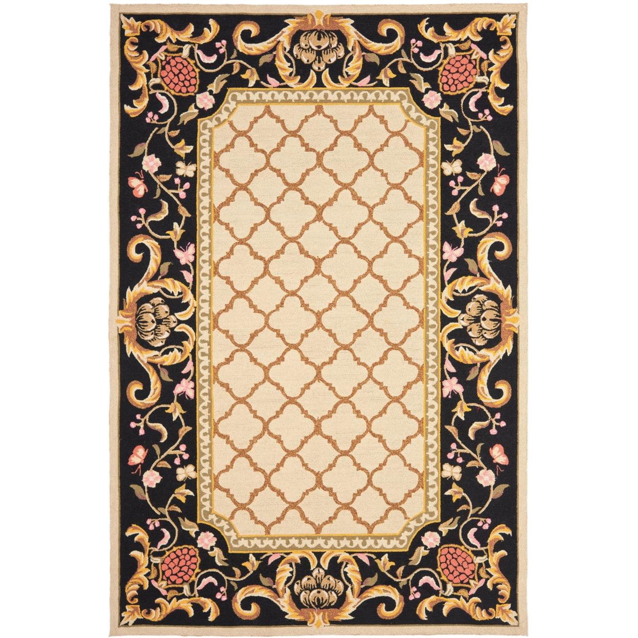 Easy Care EZC753 Hand Hooked Area Rug - Ivory/Black - 4'x6' - Safavieh.