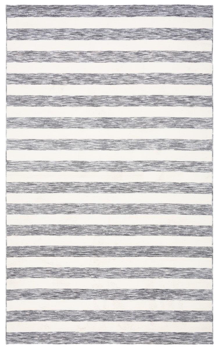SAFAVIEH Easy Care Fergal Stripe Area Rug, 5' x 8', Dark Grey/Ivory