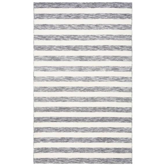 SAFAVIEH Easy Care Fergal Stripe Area Rug, 5' x 8', Dark Grey/Ivory
