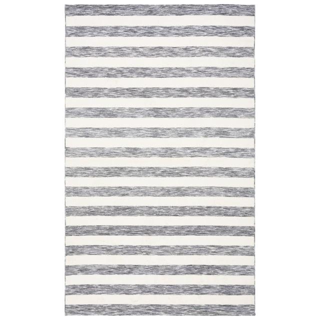 SAFAVIEH Easy Care Fergal Stripe Area Rug, 5' x 8', Dark Grey/Ivory