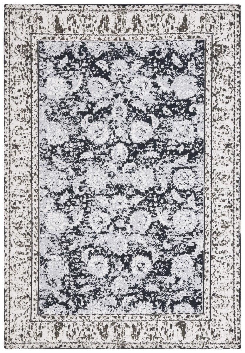 Grey and Sage Rectangular Washable Cotton Area Rug