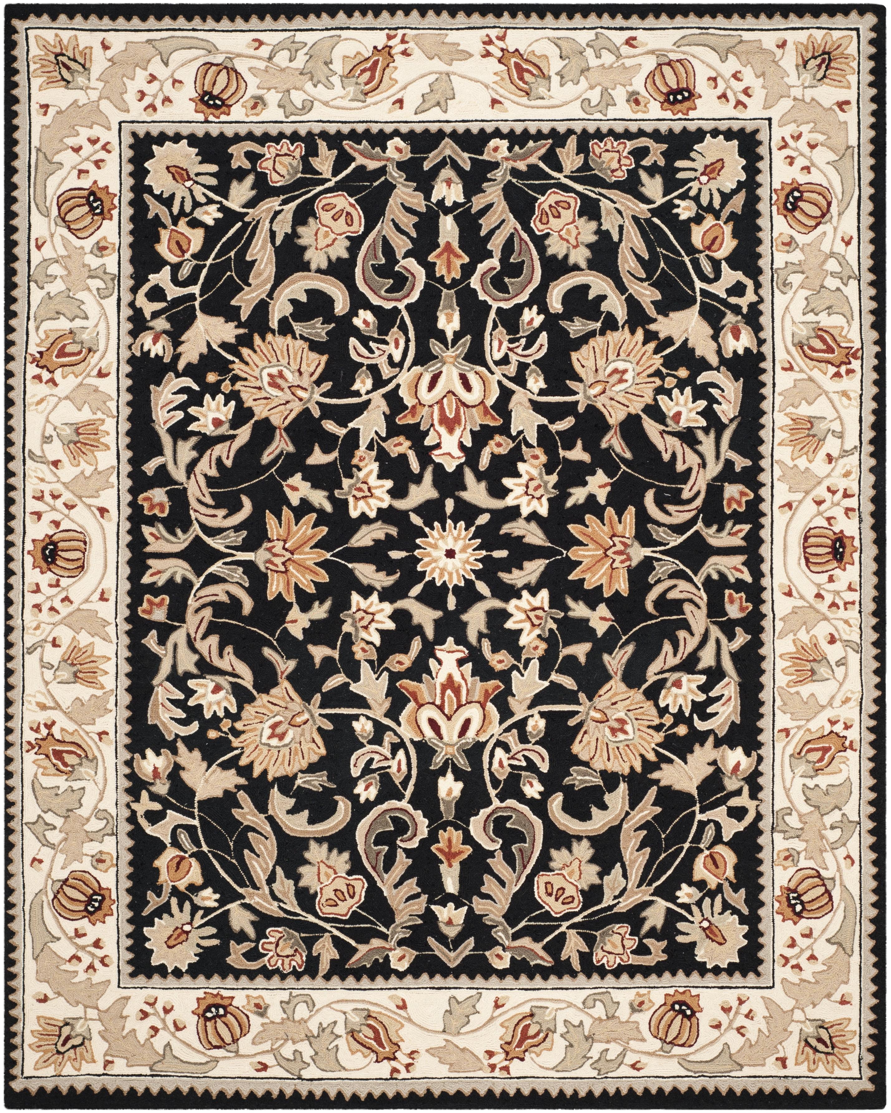 Easy Care EZC101 Hand Hooked Area Rug - Black/Ivory - 8'9"x11'9" - Safavieh.