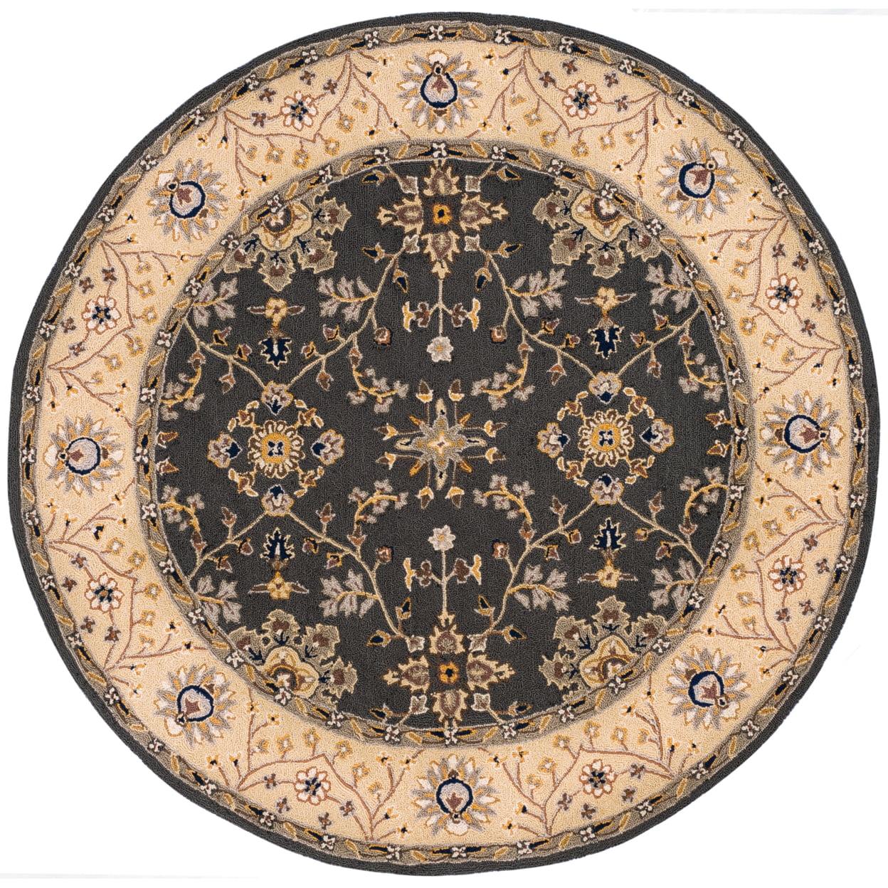 SAFAVIEH Easy Care Nigel Floral Bordered Area Rug, Grey/Cream, 8' x 8' Round