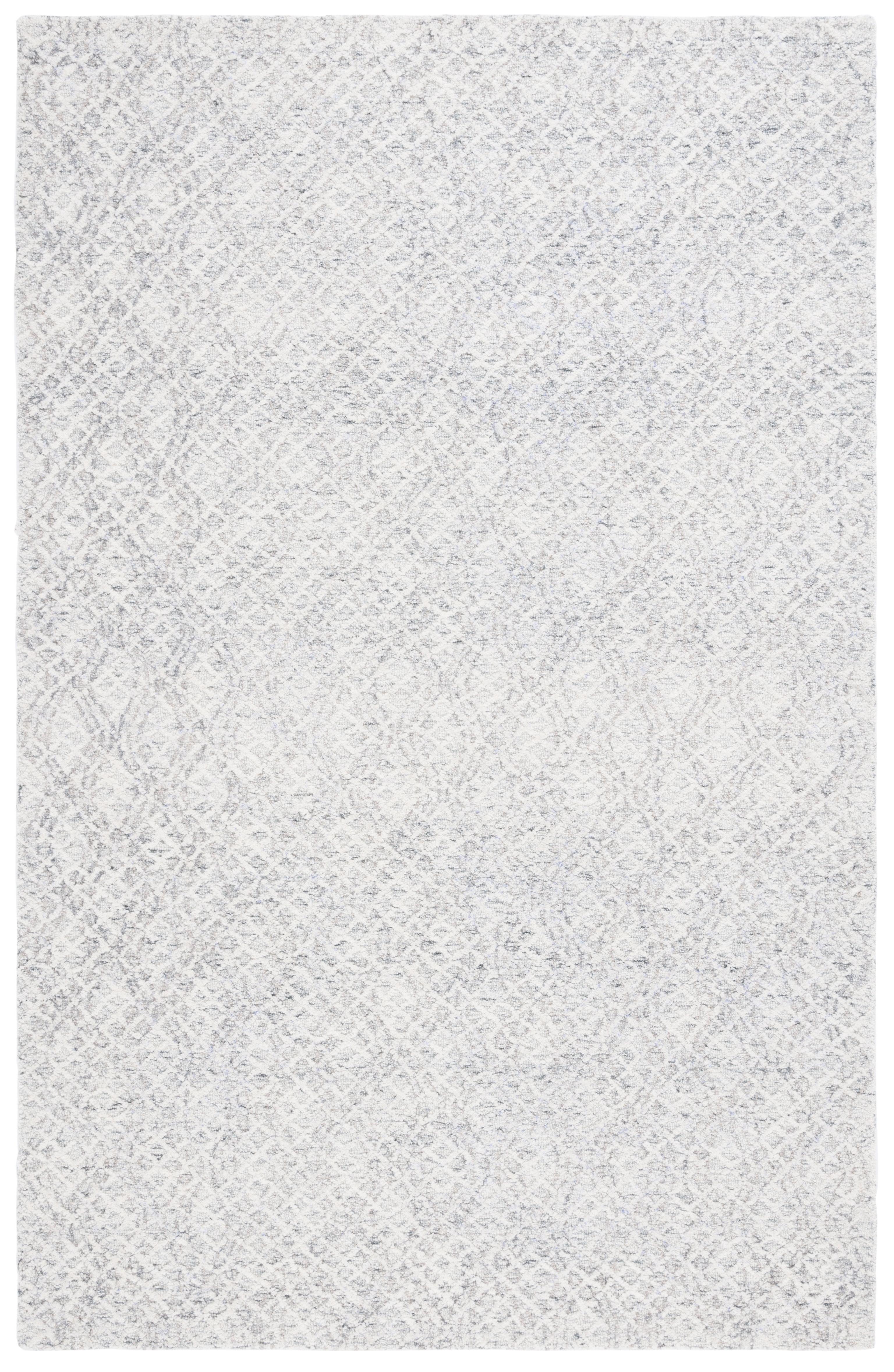 Gray and Ivory Tufted Wool 4' x 6' Area Rug