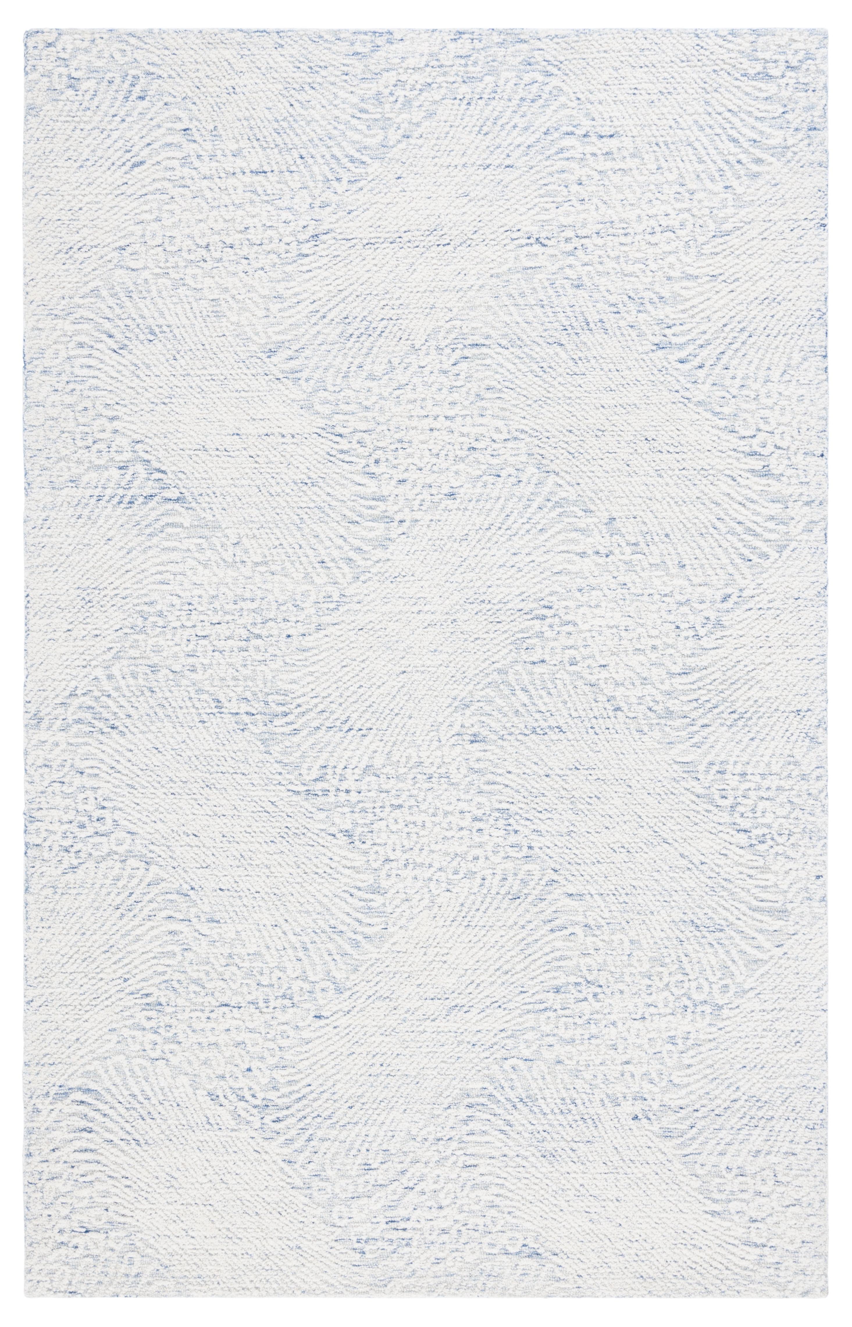 Blue Ivory Hand Tufted Wool 4' x 6' Area Rug