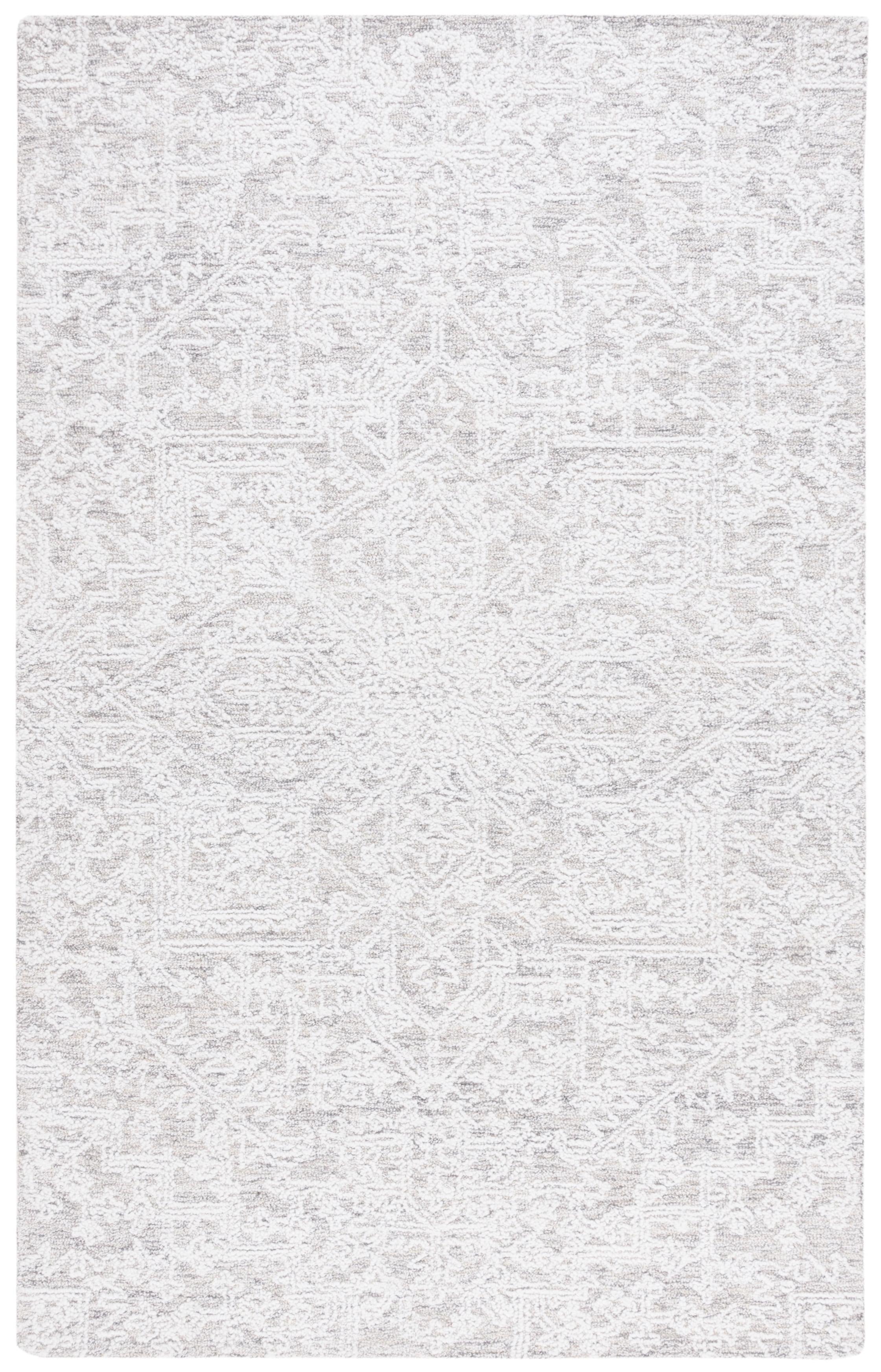 Ivory and Silver Tufted Wool Rectangular Area Rug