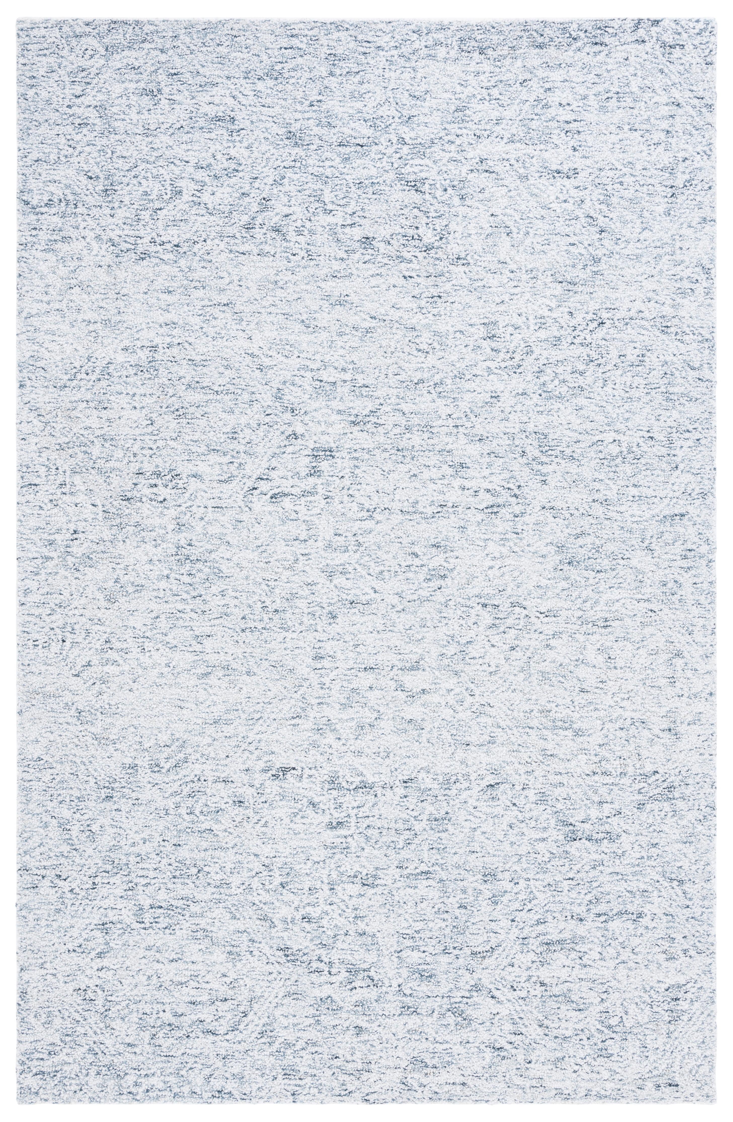 Light Blue Hand Tufted Wool and Synthetic Area Rug, 4' x 6'