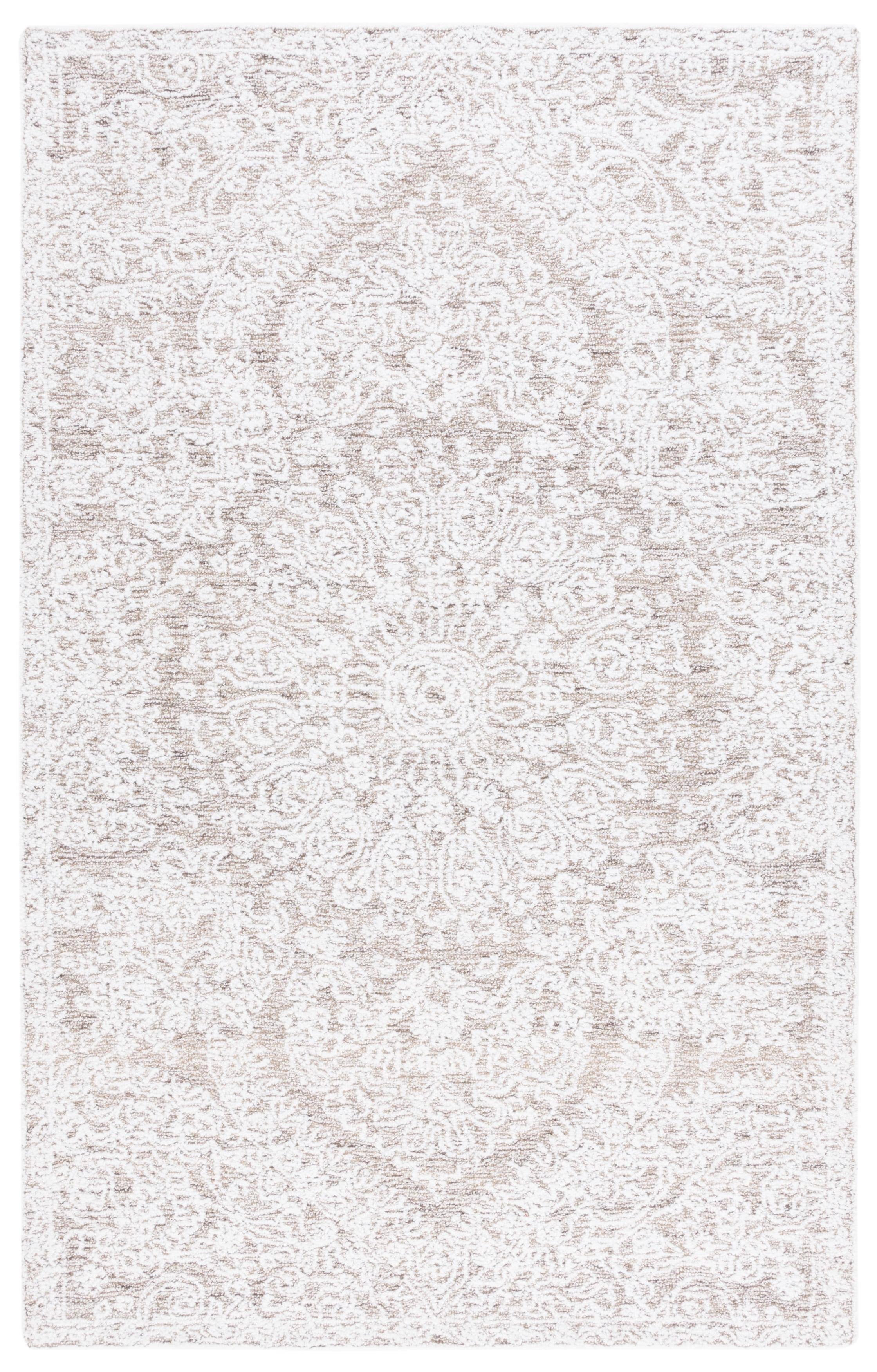 Ivory Hand-Tufted Wool and Synthetic 4' x 6' Area Rug