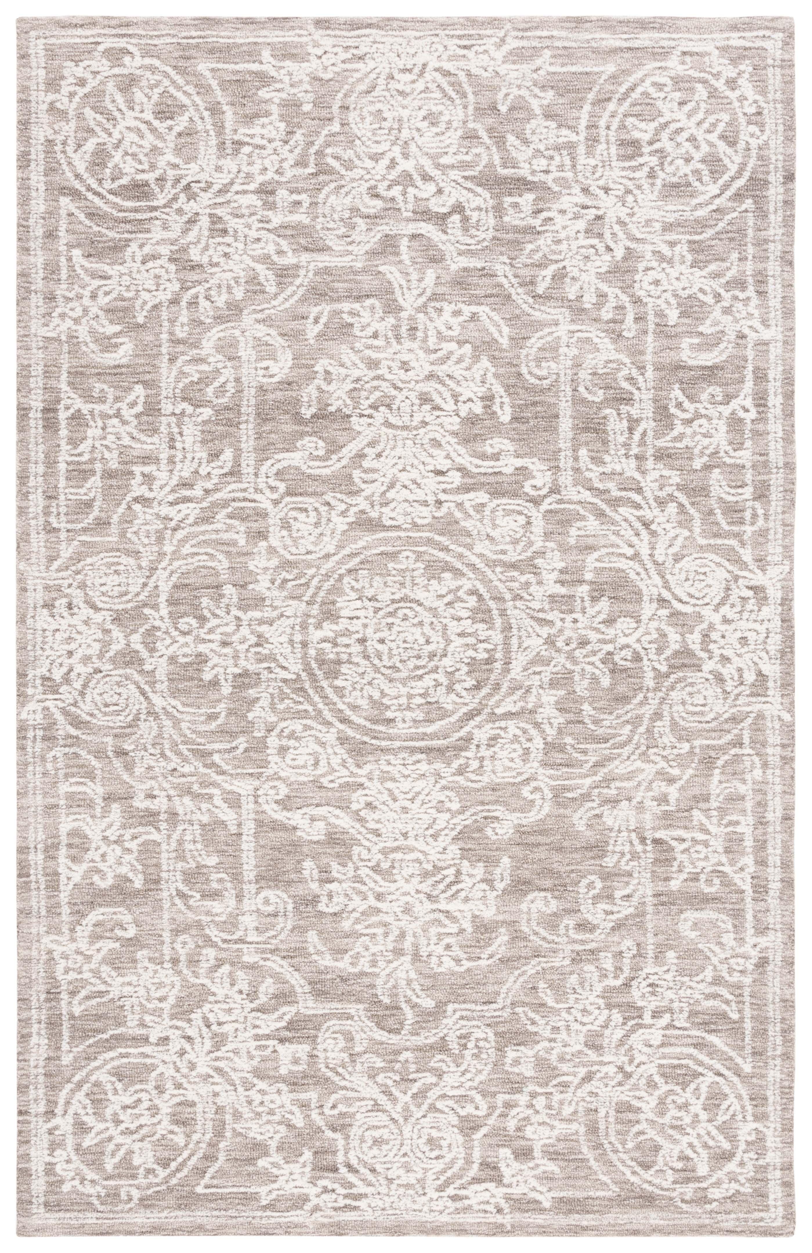 Gray 4' x 6' Hand-Tufted Wool Rectangular Area Rug