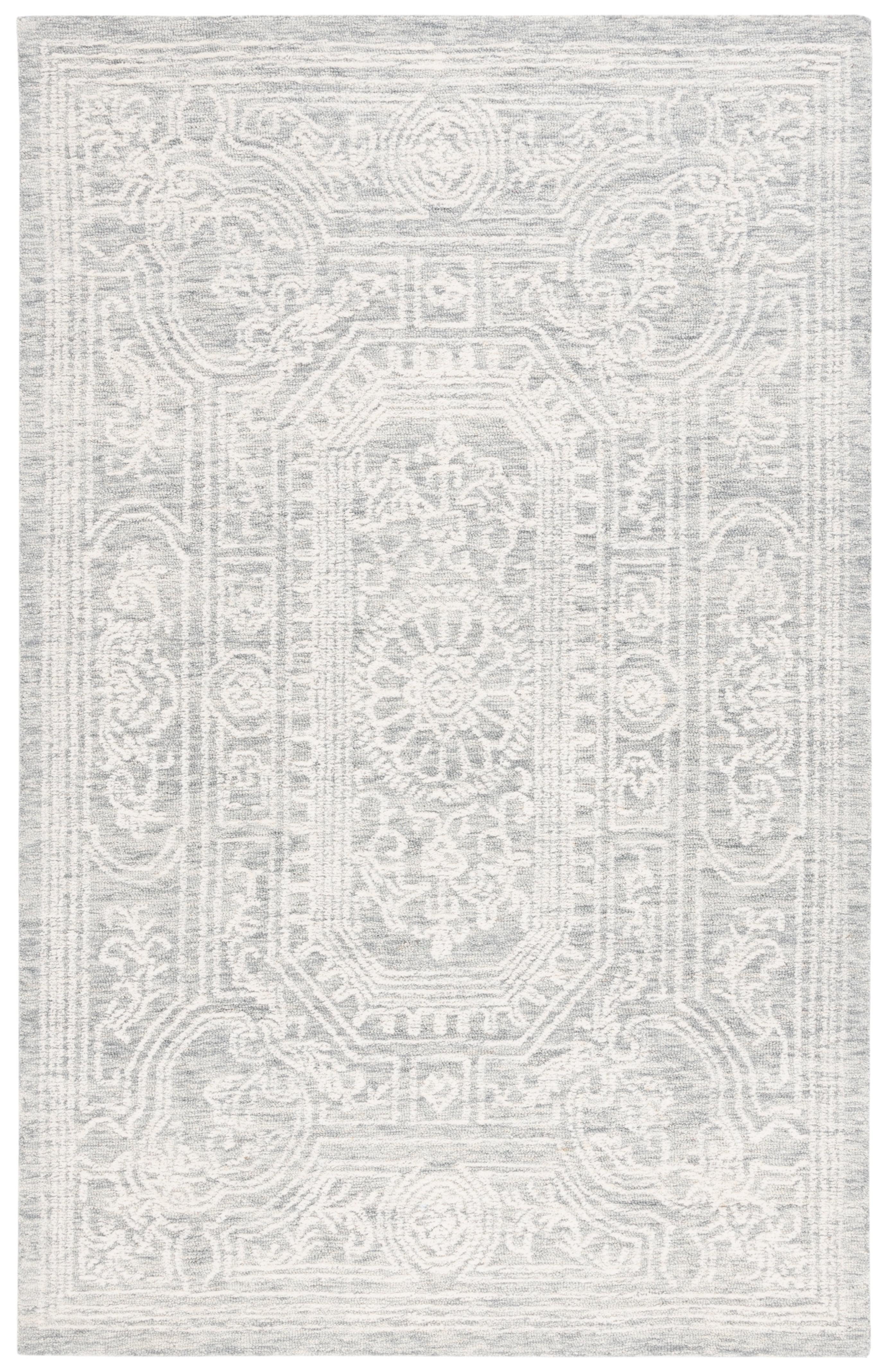Ebony EBN310 Hand Tufted Indoor Area Rug - Ivory/Grey - 4'x6' - Safavieh