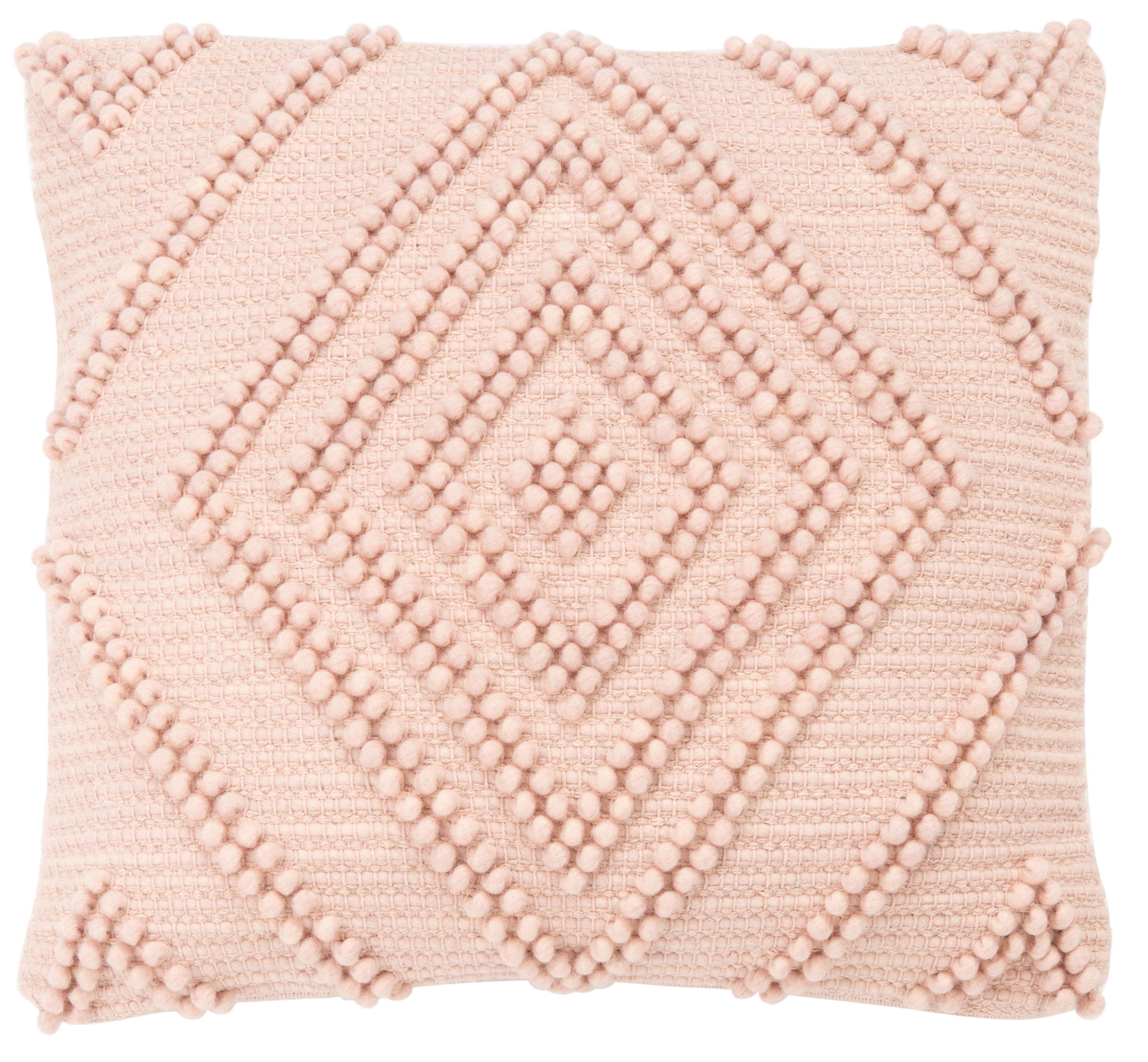 Rose Wool Blend Geometric Knit Accent Pillow