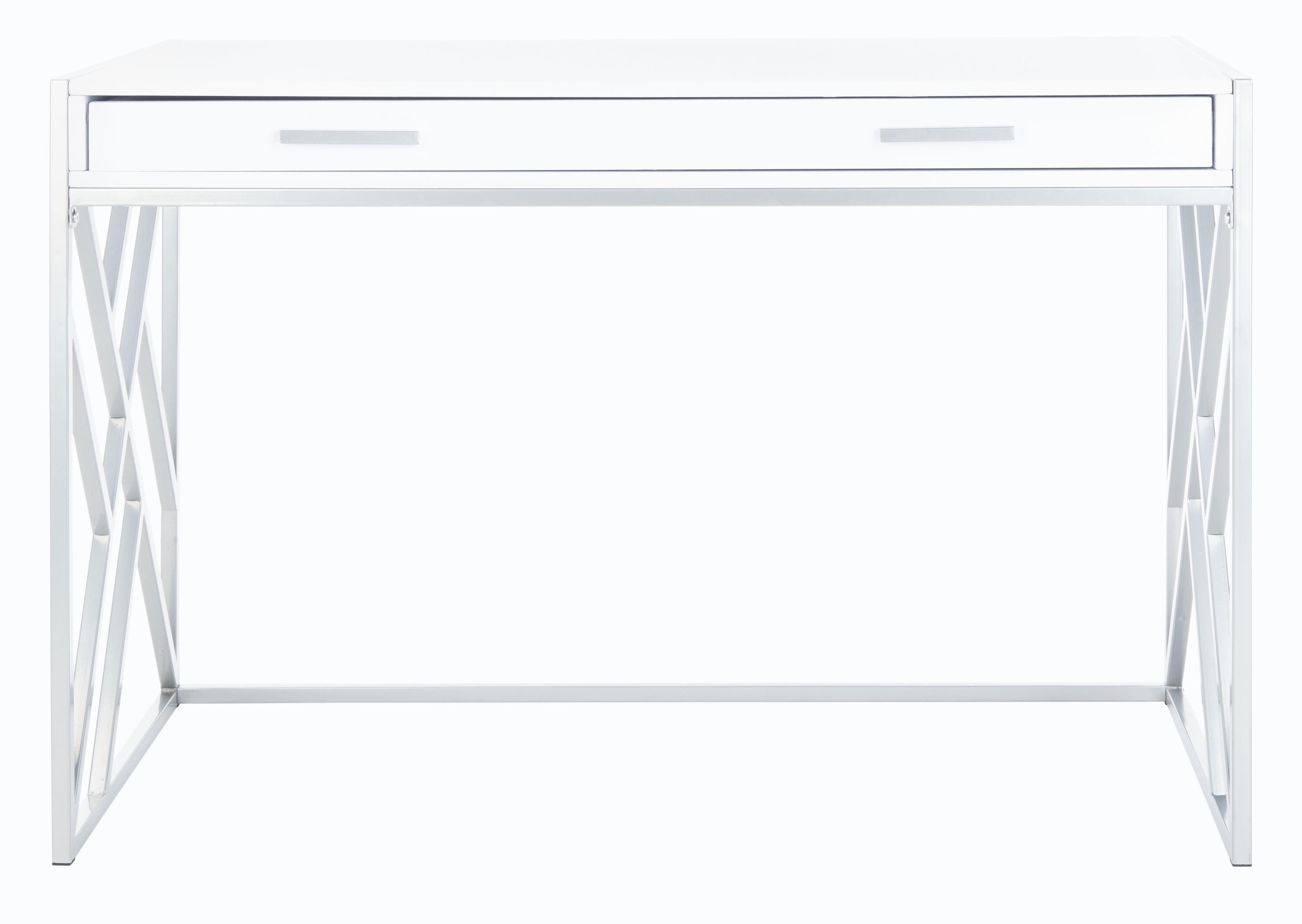 Elaine 1 Drawer Desk - White/Silver - Safavieh