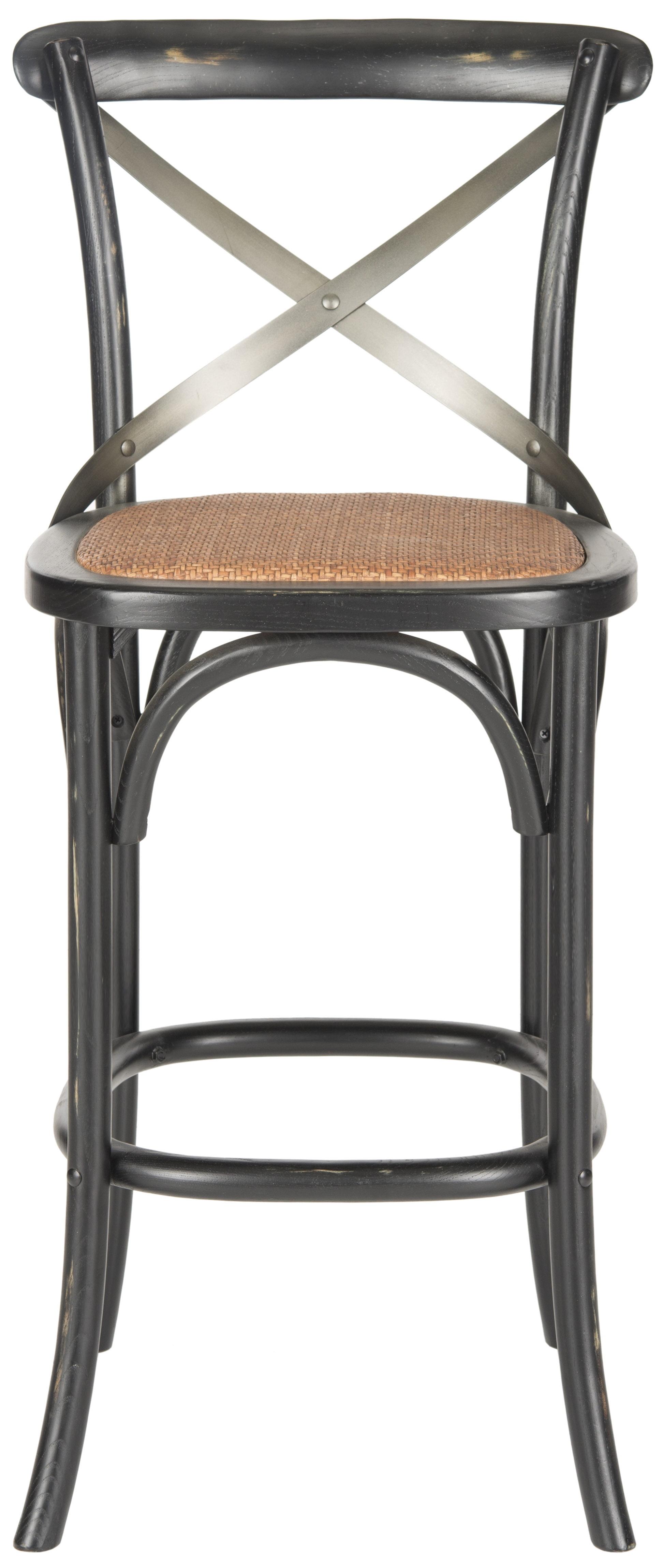 Eleanor Black and Oak X-Back Bar Stool