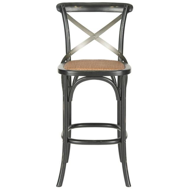SAFAVIEH Eleanor Square Mid Back Bar Stool, Black