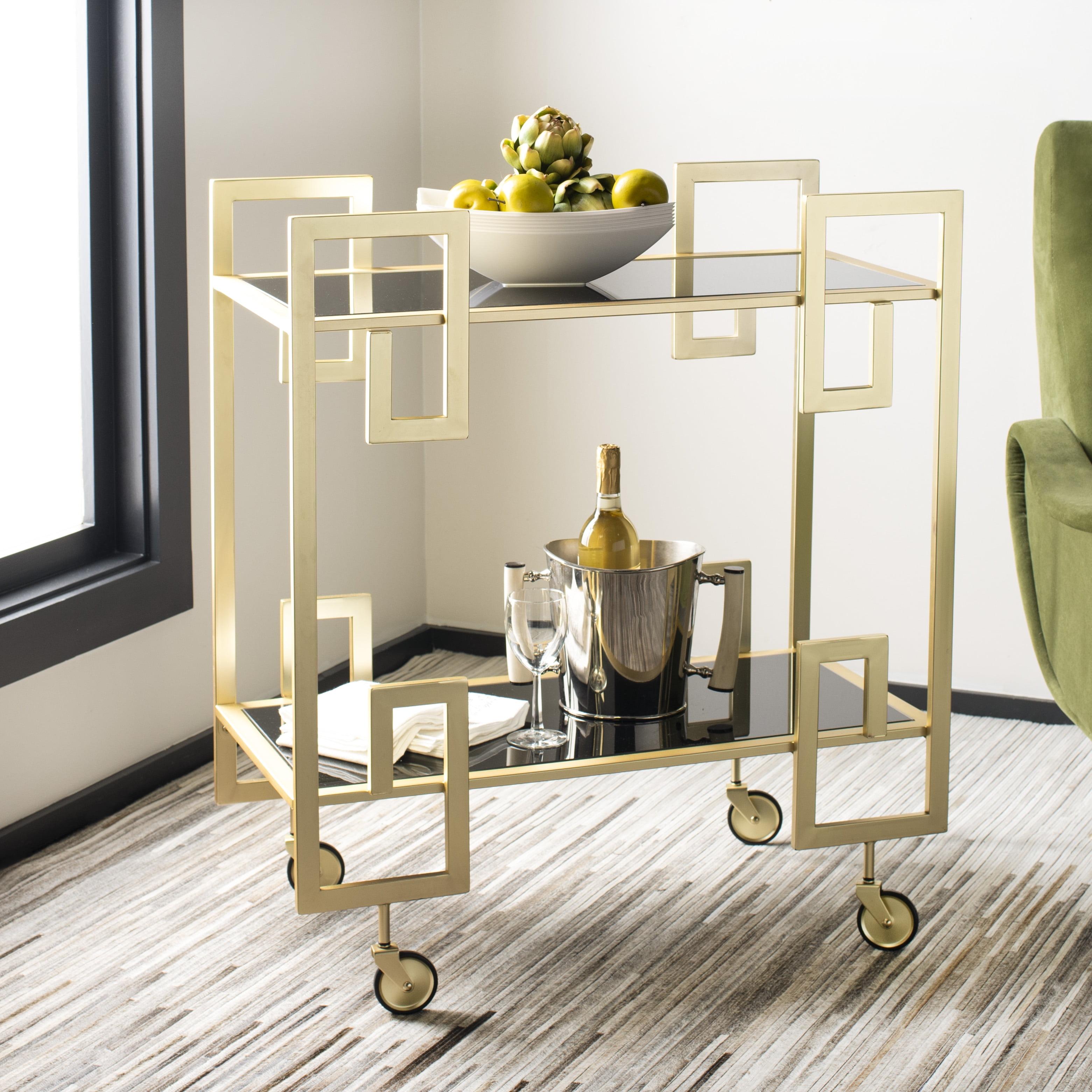 Eliza 2 Tier Bar Cart - Matte Brass/Glass - Safavieh