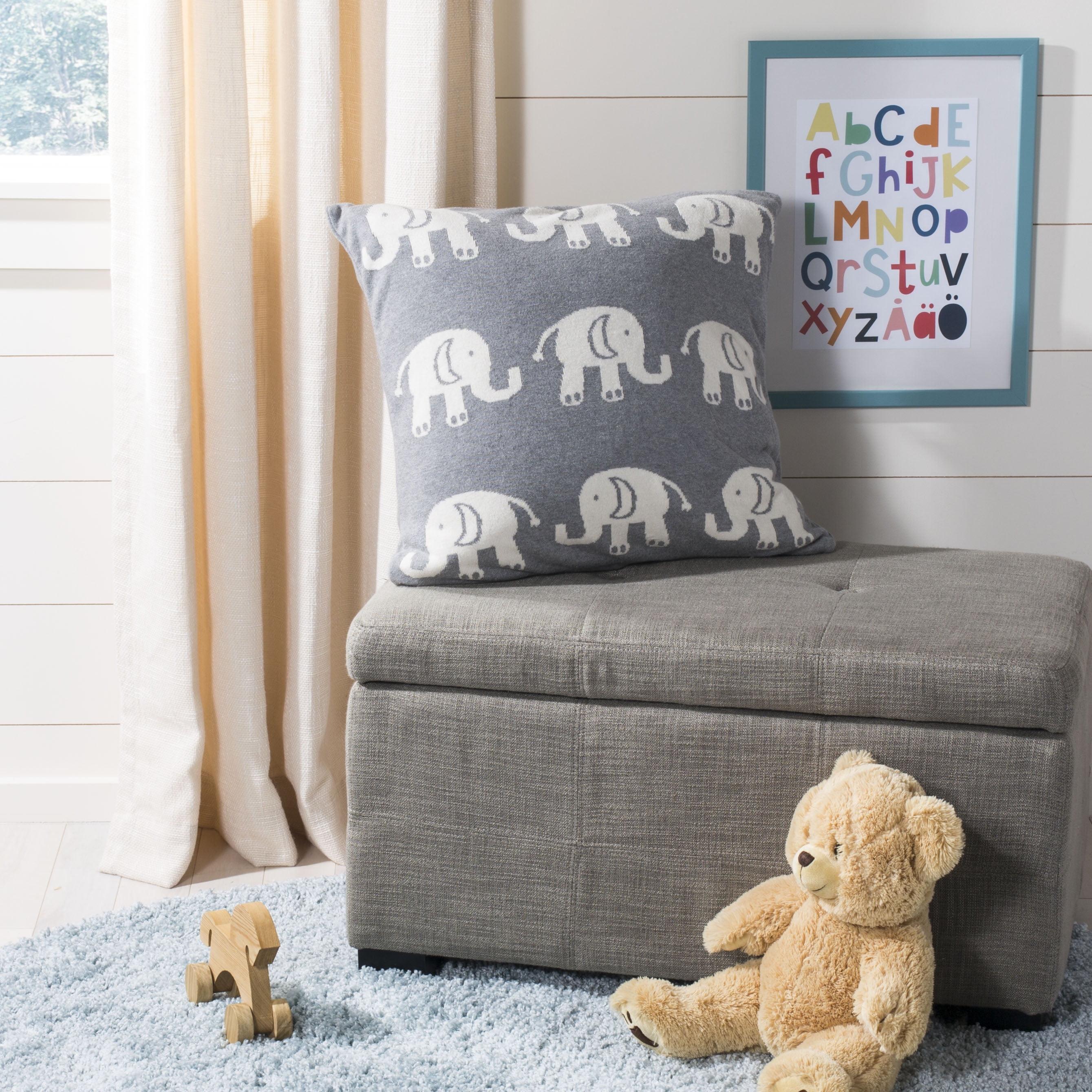 Elliot Light Grey and Natural Knit Elephant Pillow 20" x 20"