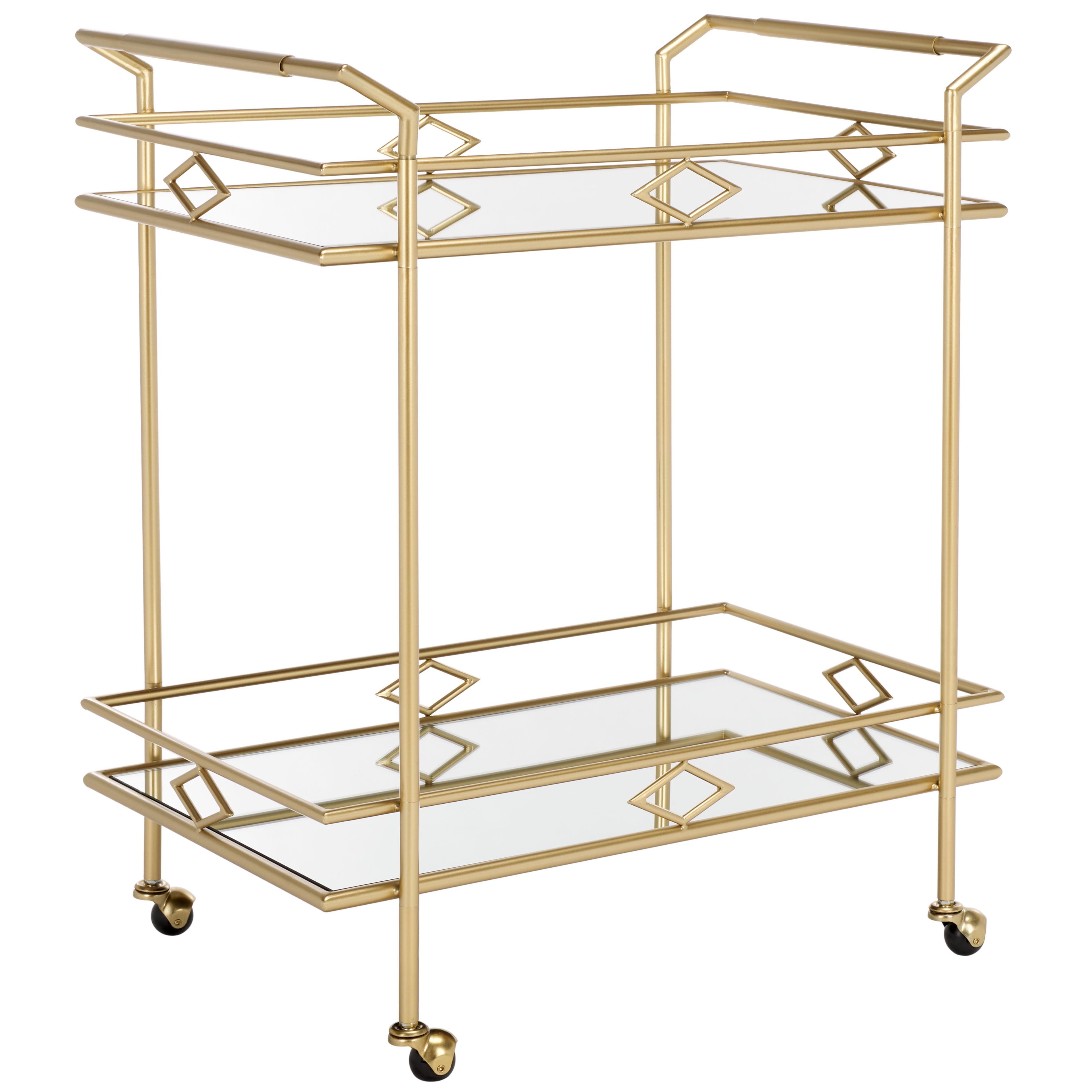 Elspeth 2 Tier Bar Cart - Gold/Mirror - Safavieh