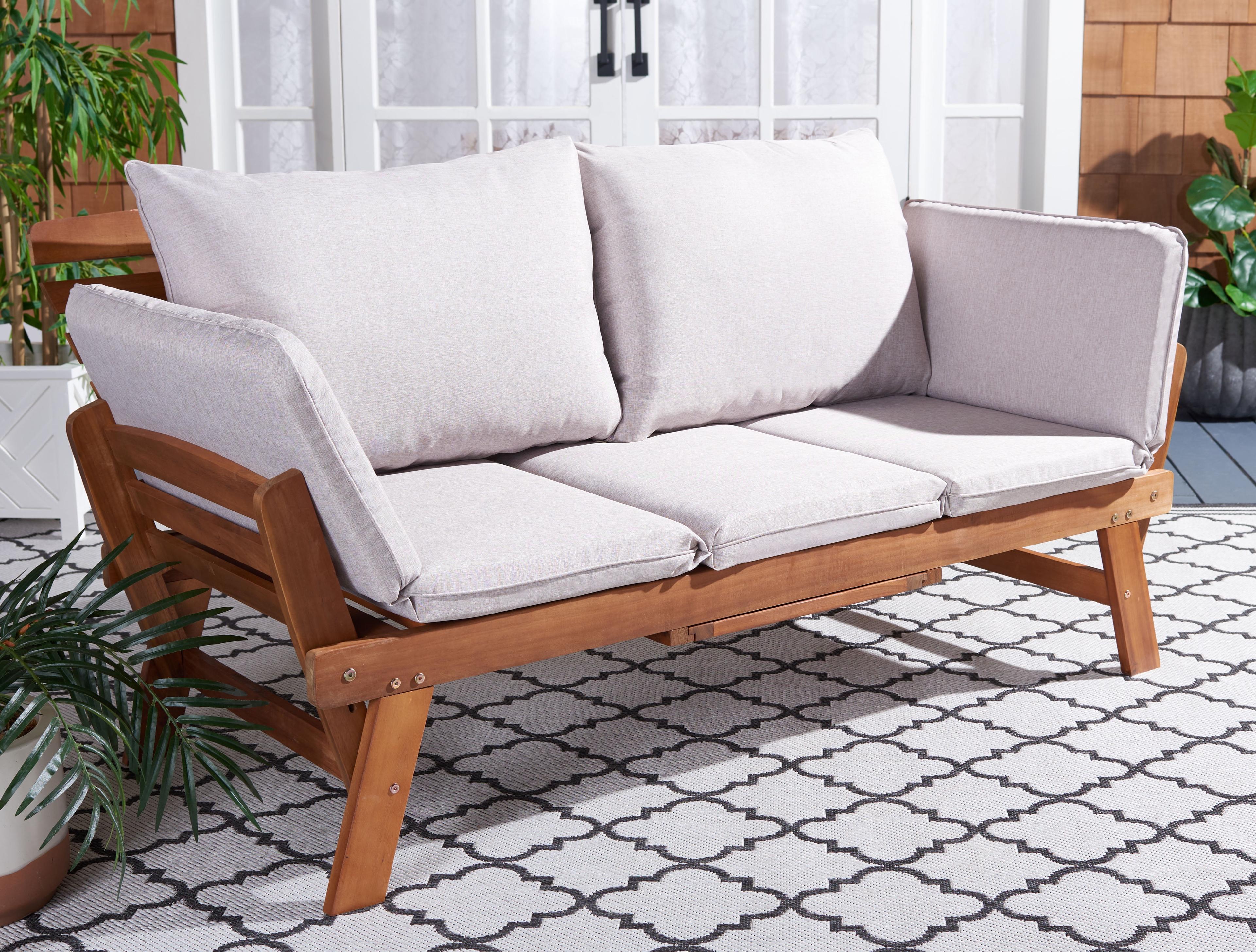 Emely Outdoor Daybed - Outdoor - PAT7300 - Natural/Light Grey -Safavieh