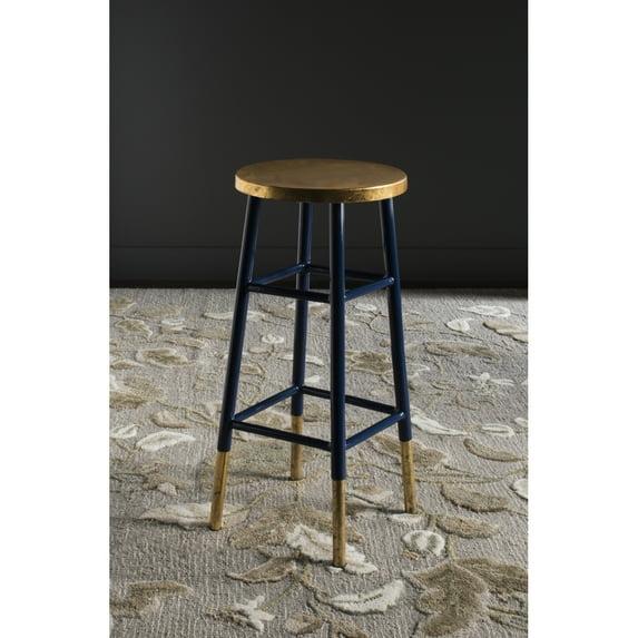 Emery Dipped Gold Leaf Bar Stool - FOX3230 - Navy/Gold - Safavieh Couture