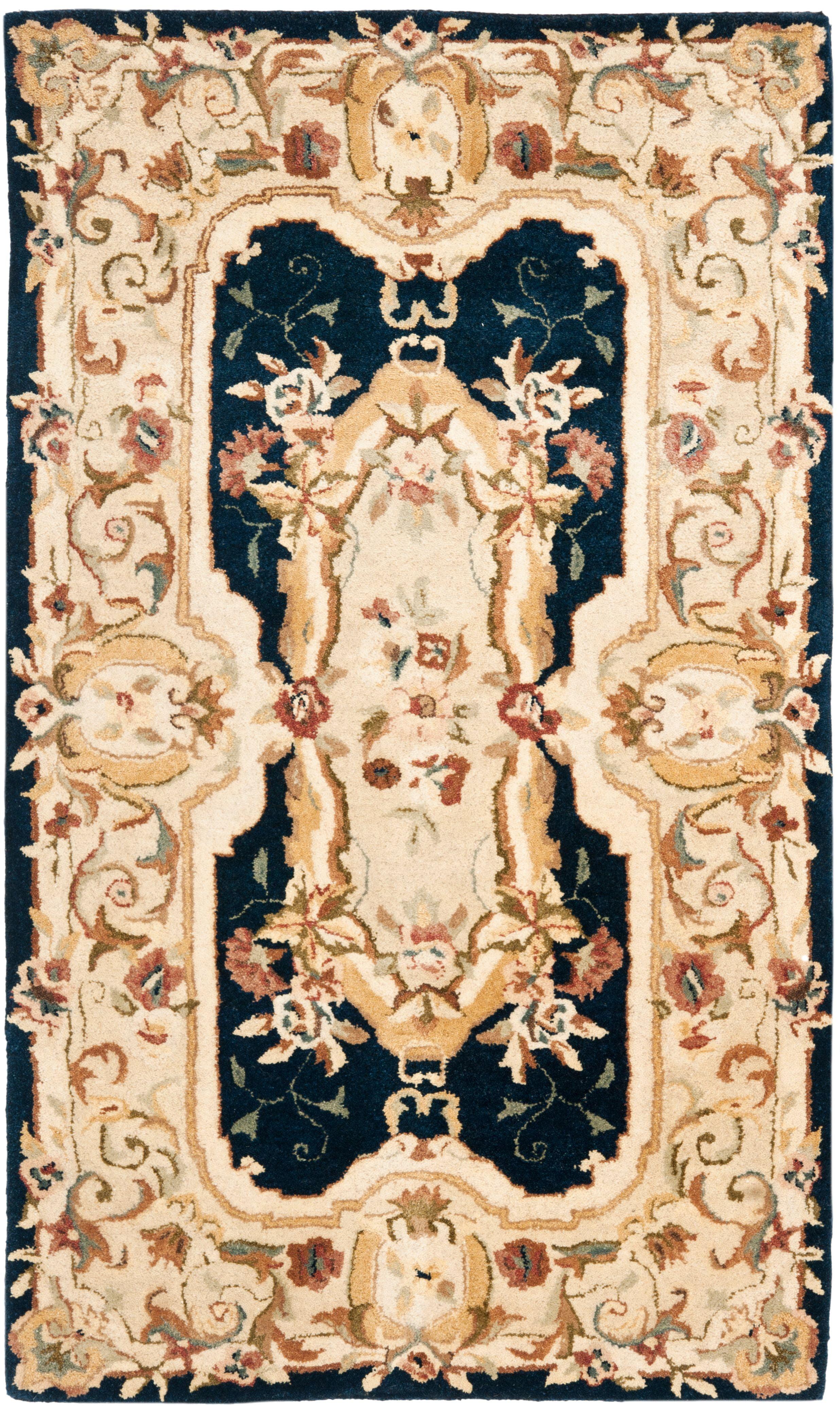 Empire Navy and Beige Hand-Tufted Wool Area Rug 3' x 5'