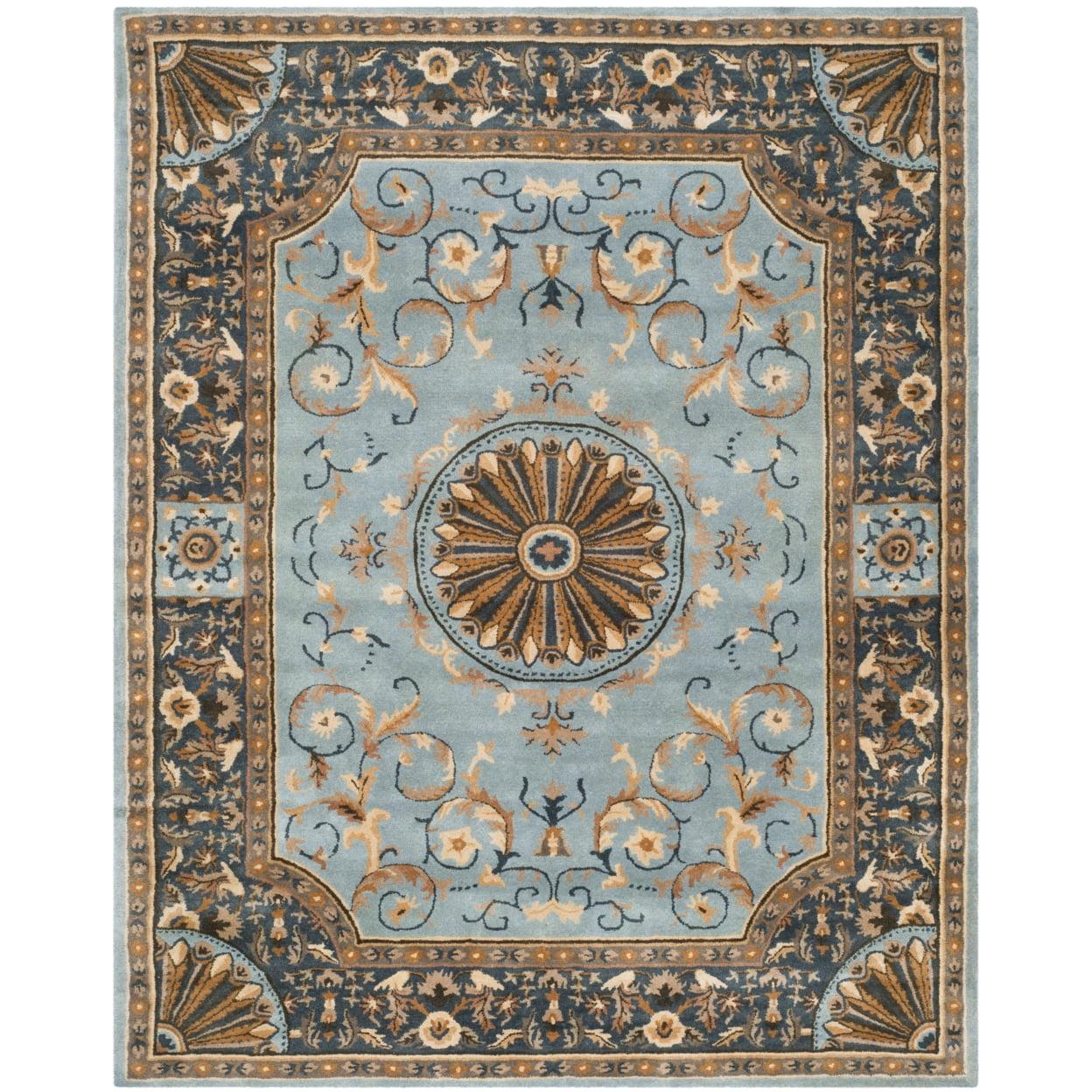 Empire Blue Hand-Tufted Wool Floral Area Rug