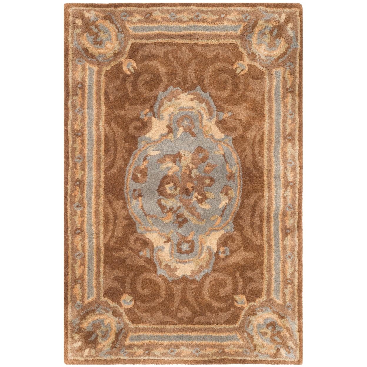 Empire EM409 Hand Tufted Wool Area Rug - Blue/Brown- 6' X 9' - Safavieh.