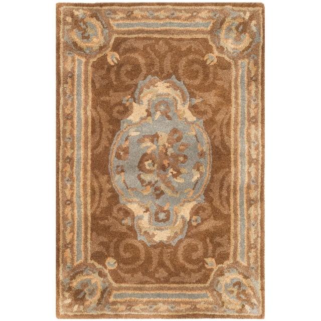 Empire EM409 Hand Tufted Wool Area Rug - Blue/Brown- 6' X 9' - Safavieh.