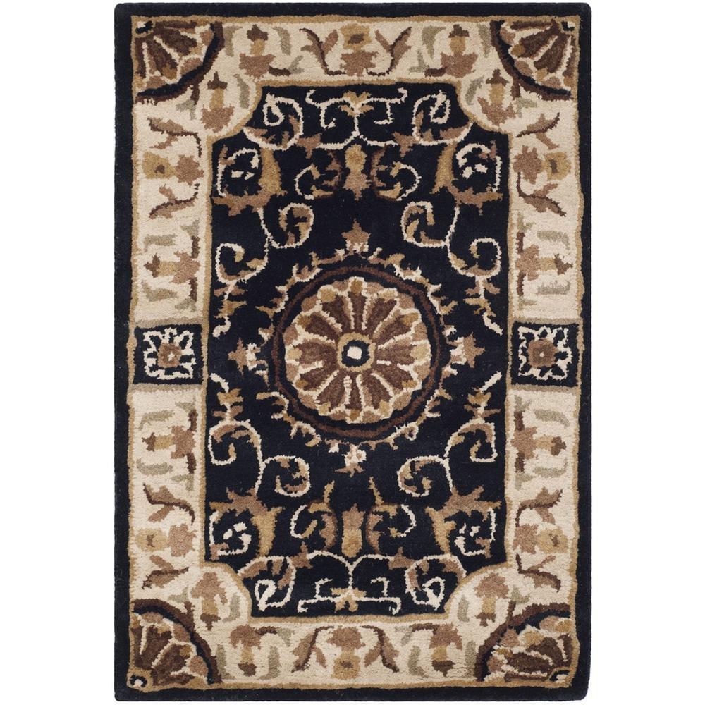 SAFAVIEH Empire EM459D Handmade Black / Ivory Rug