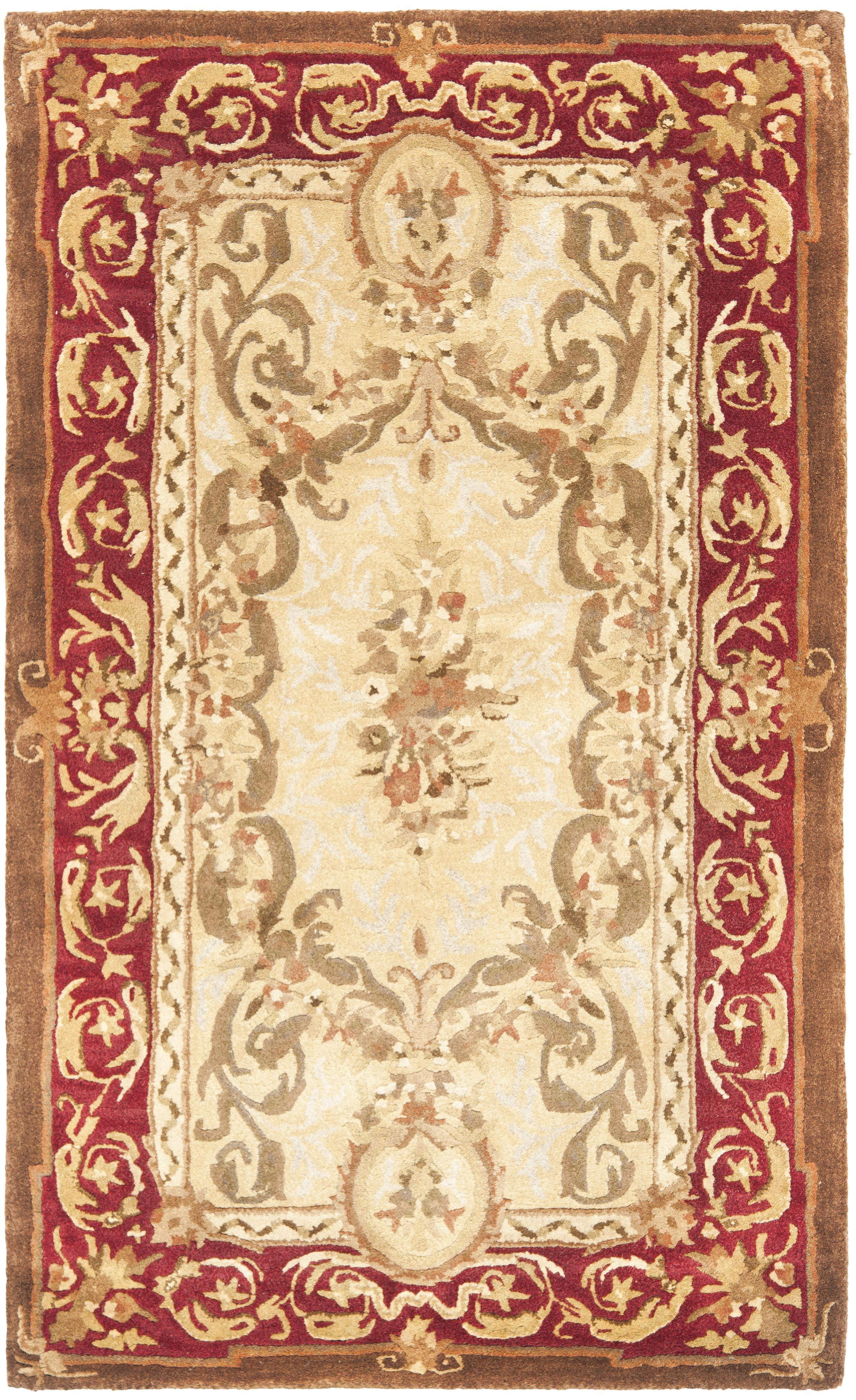 Elegant Empire Hand-Tufted Wool Rug in Light Gold and Red, 3' x 5'