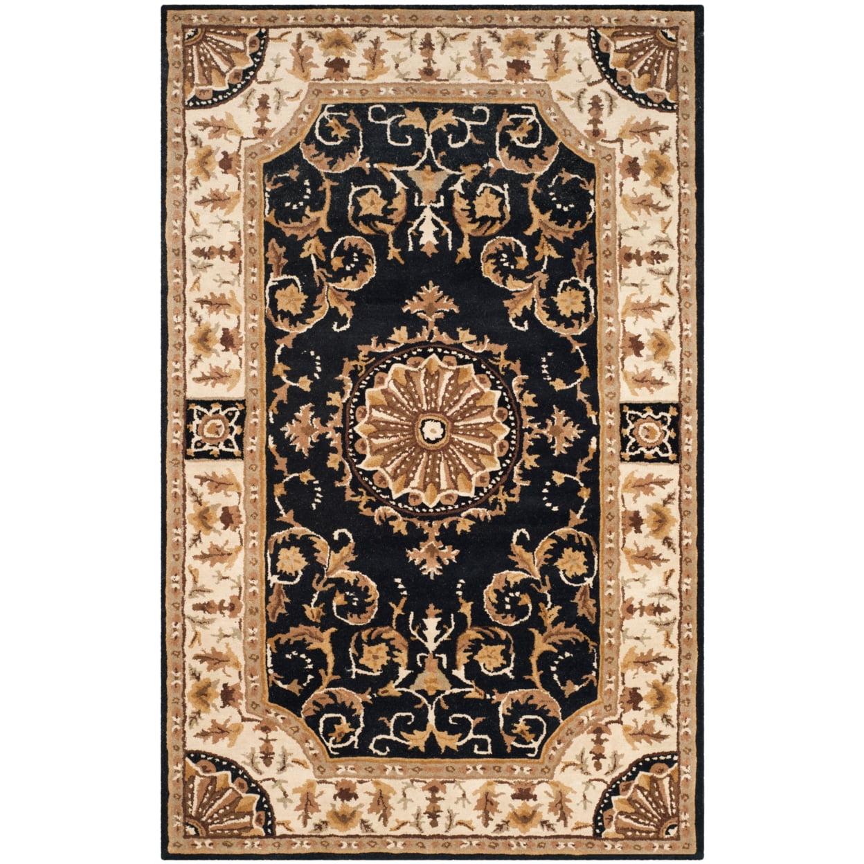 SAFAVIEH Empire Naira Oriental Wool Area Rug, Black/Ivory, 4' x 6'