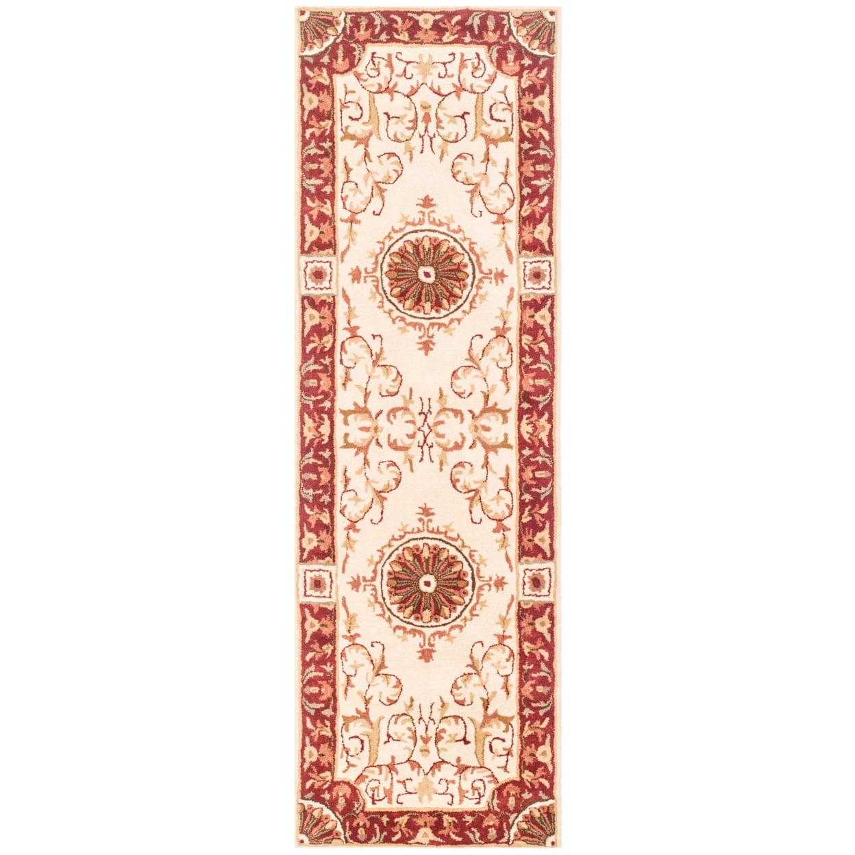 Empire EM459 Hand Tufted Indoor Runner - Ivory/Red - 2'6"x8' - Safavieh