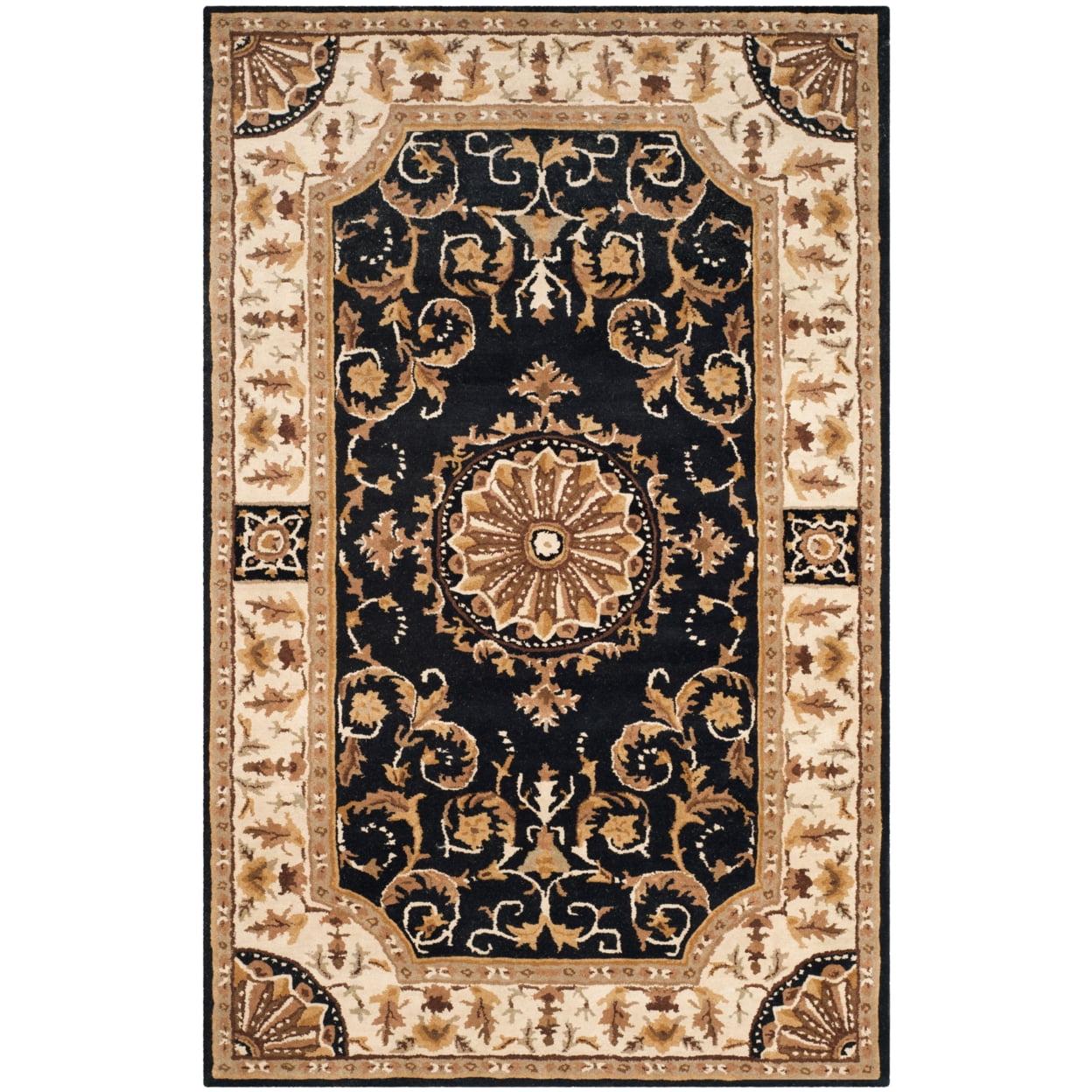 SAFAVIEH Empire Naira Traditional Wool Area Rug, Black/Ivory, 4' x 6'