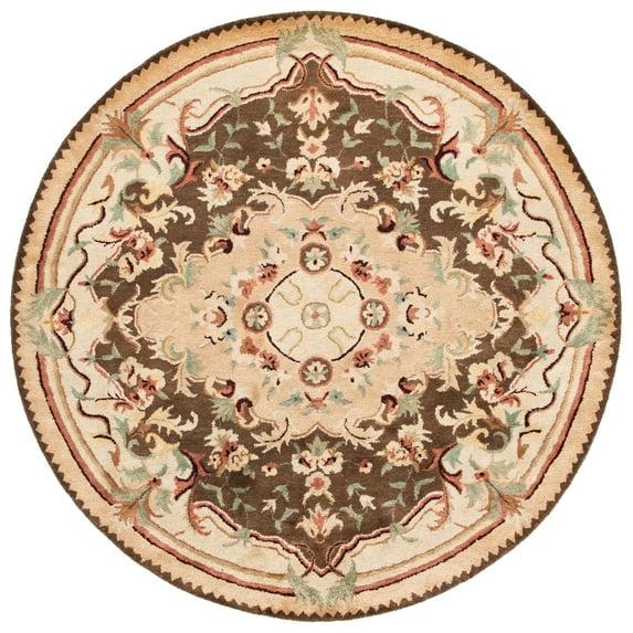 SAFAVIEH Empire Toireasa Floral Wool Area Rug, Brown/Beige, 8' x 8' Round