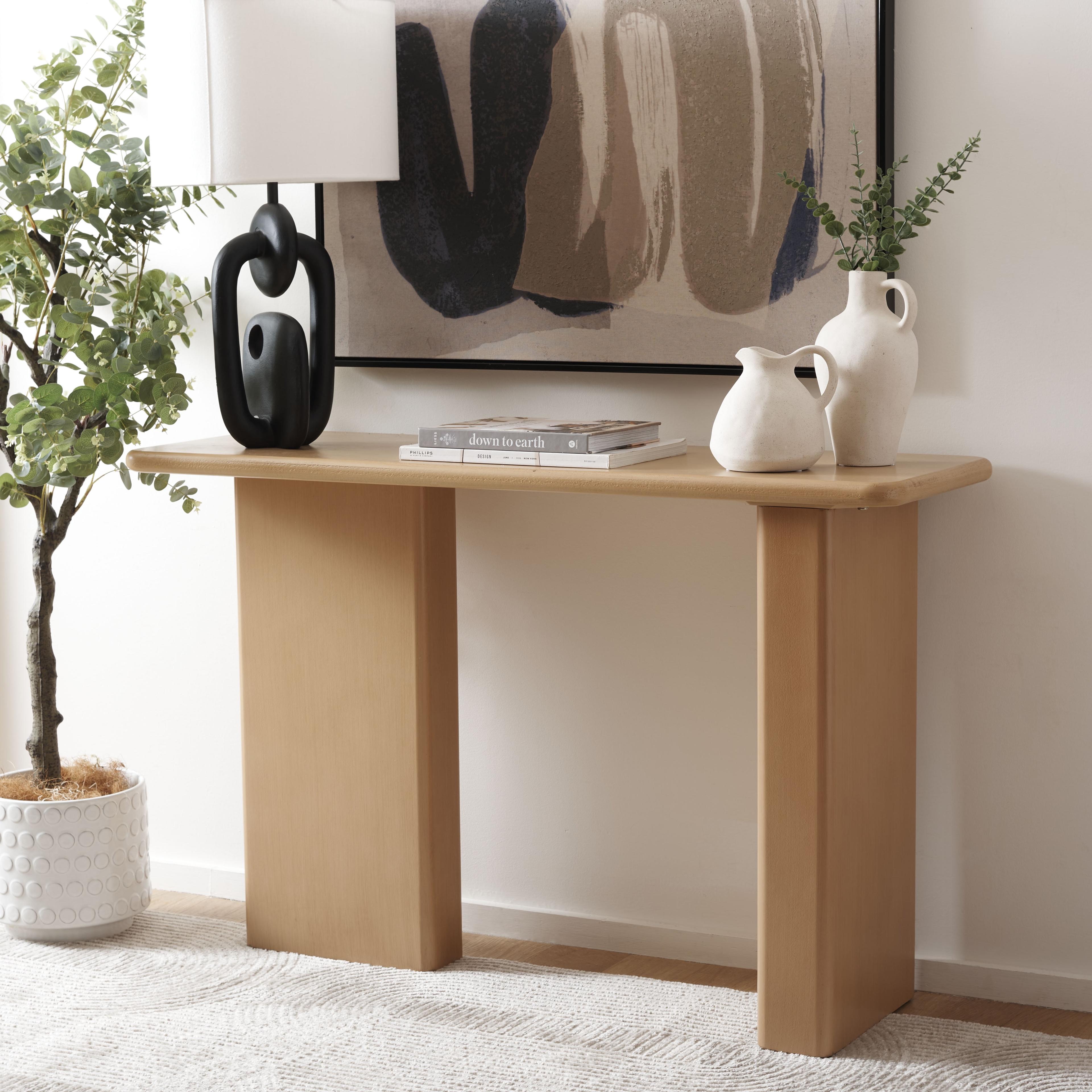 Natural Wood and Metal Rectangle Hallway Table