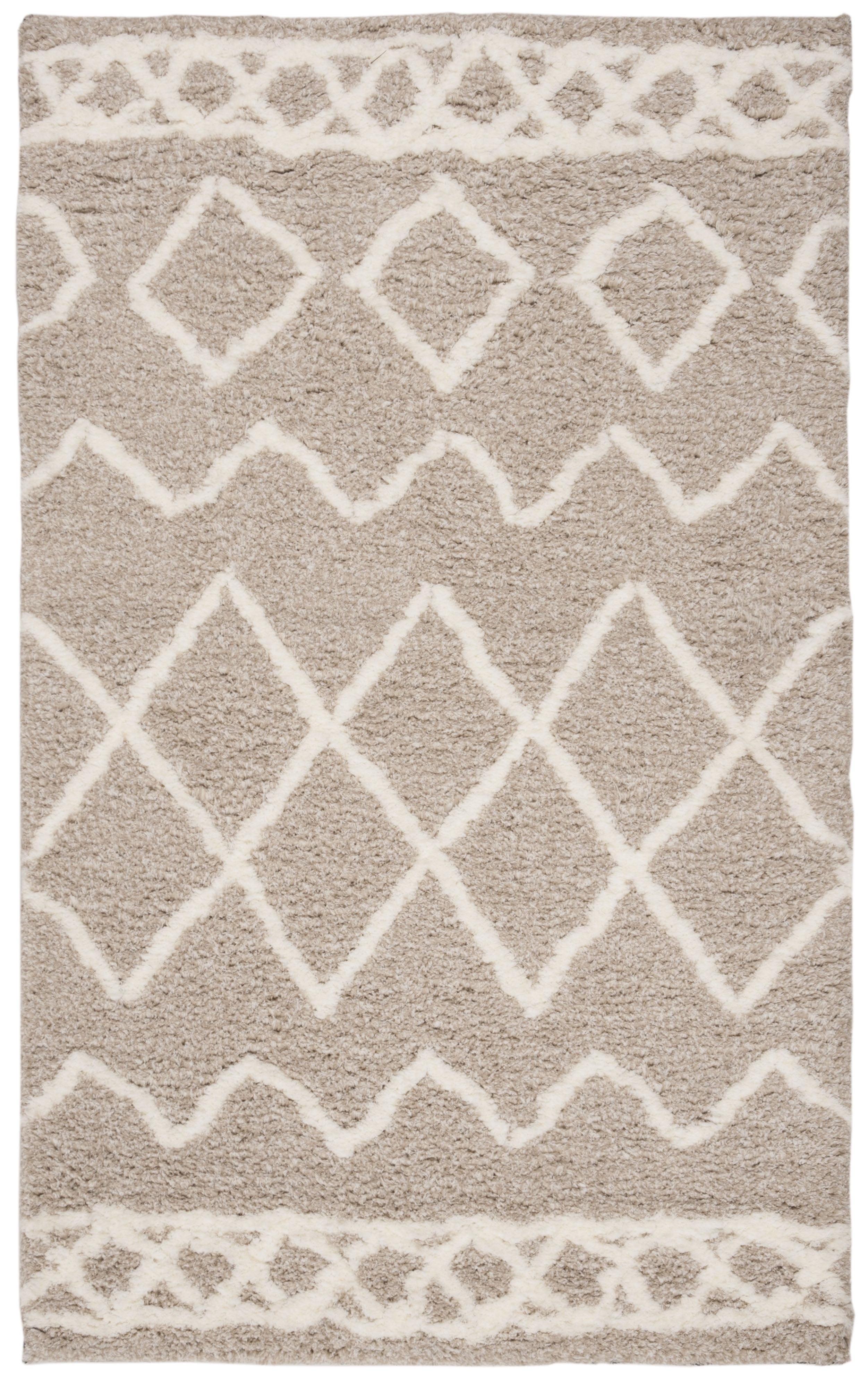 Serene Off-White Shag Hand-Tufted Rectangular Area Rug 3' x 5'