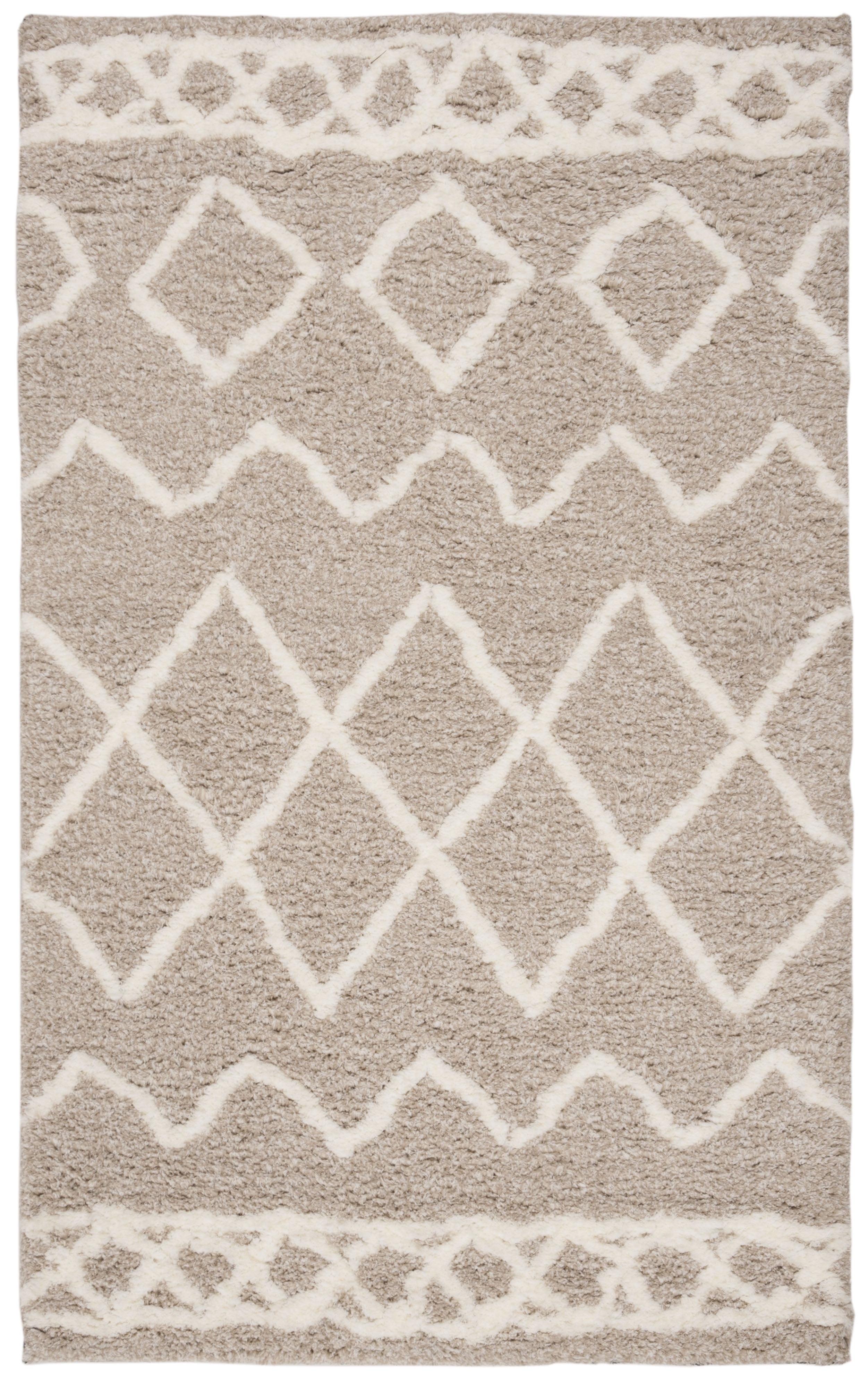 Equinox Shag EQS711 Hand Tufted Indoor Accent Rug - Beige/Ivory - 3'x5' - Safavieh