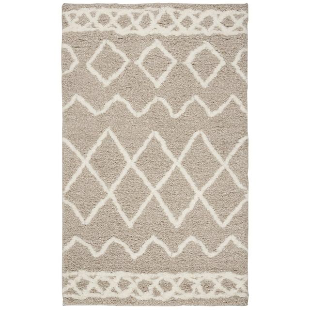 Equinox Shag EQS711 Hand Tufted Indoor Accent Rug - Beige/Ivory - 3'x5' - Safavieh