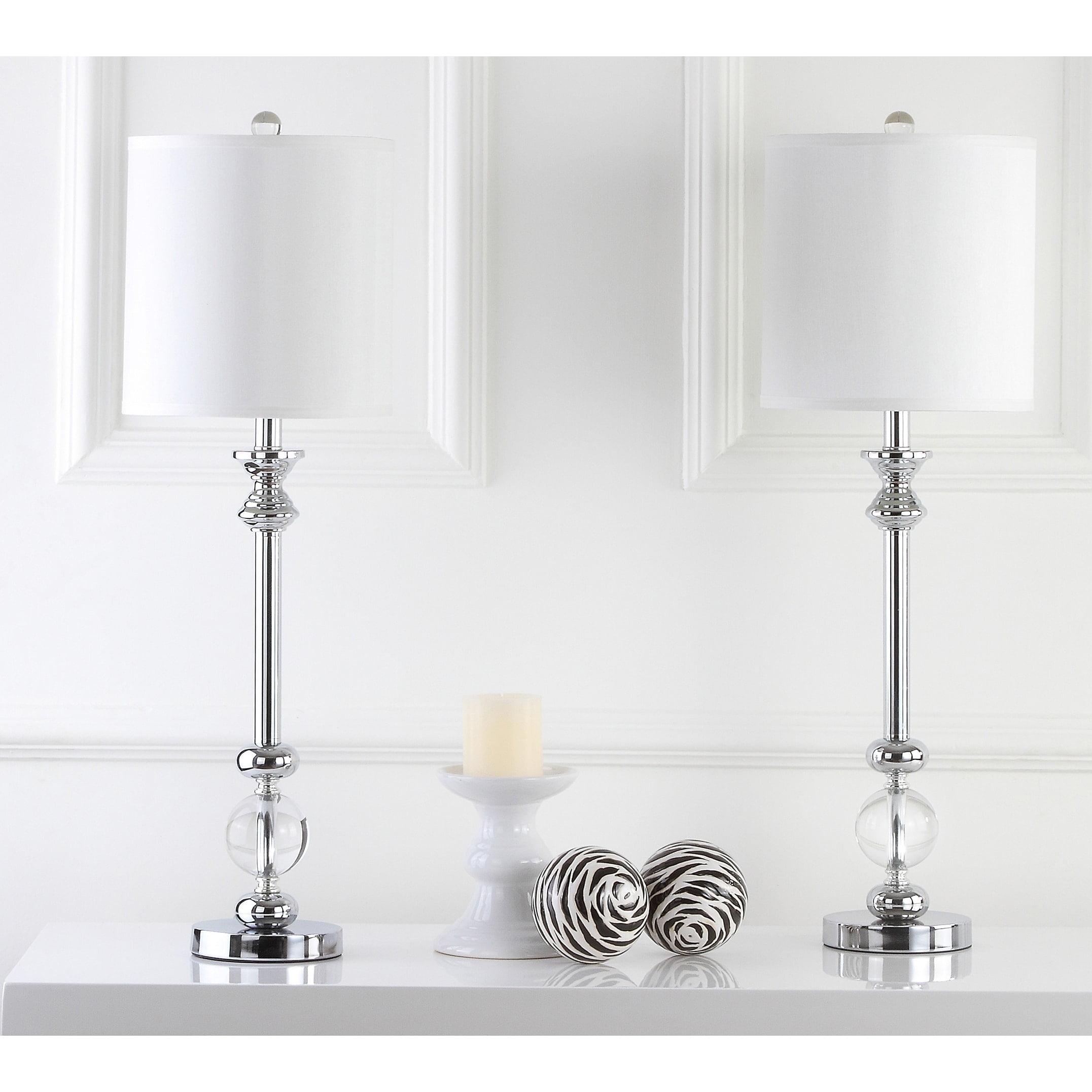 Erica 31" Clear Crystal and Chrome Candlestick Table Lamp Set