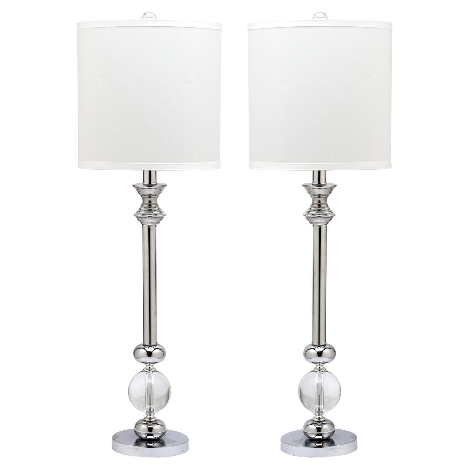 Erica 31" Clear Crystal and Chrome Candlestick Table Lamp Set