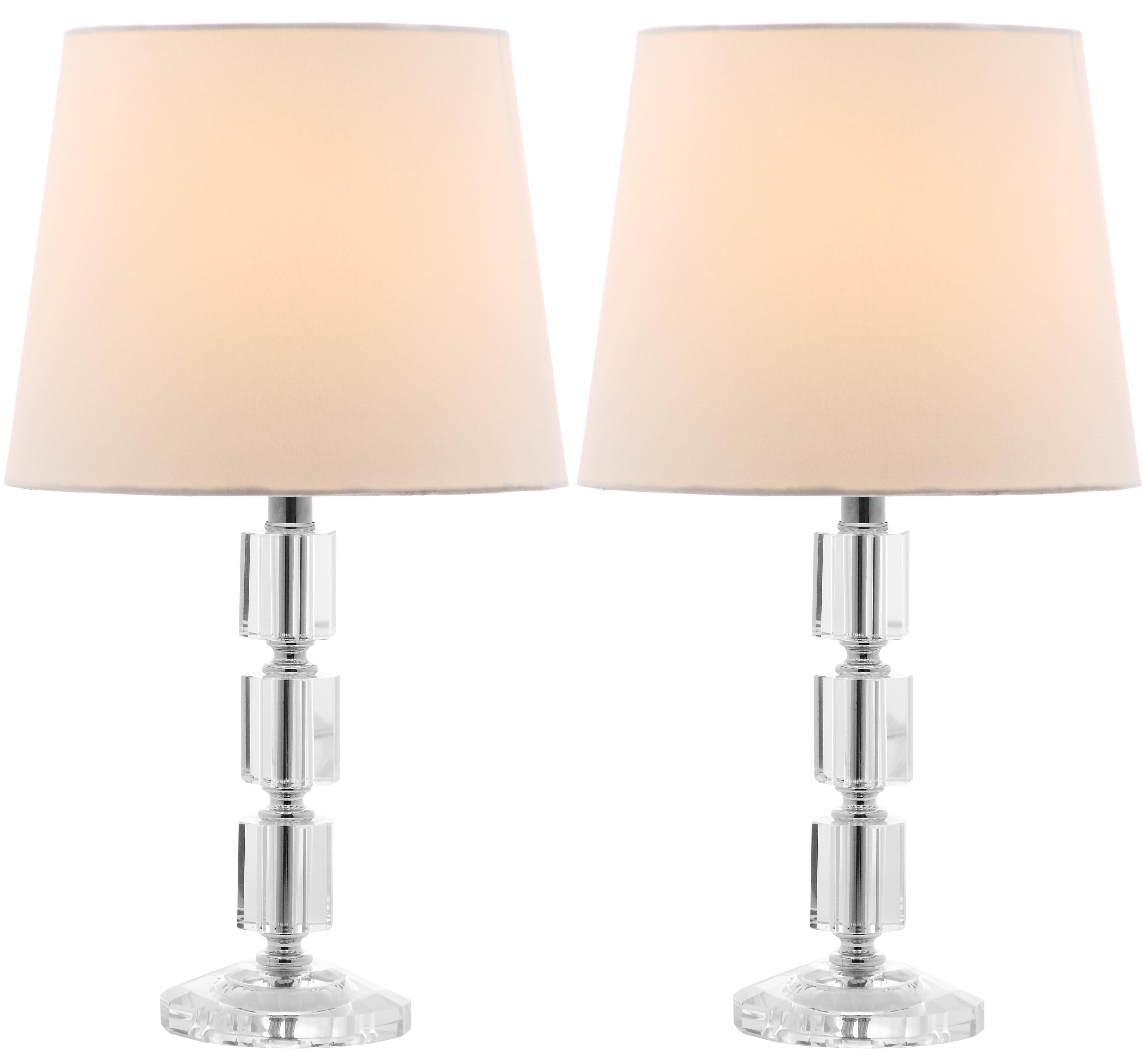 Erin Crystal Cube Table Lamp Set - Clear & Off-White