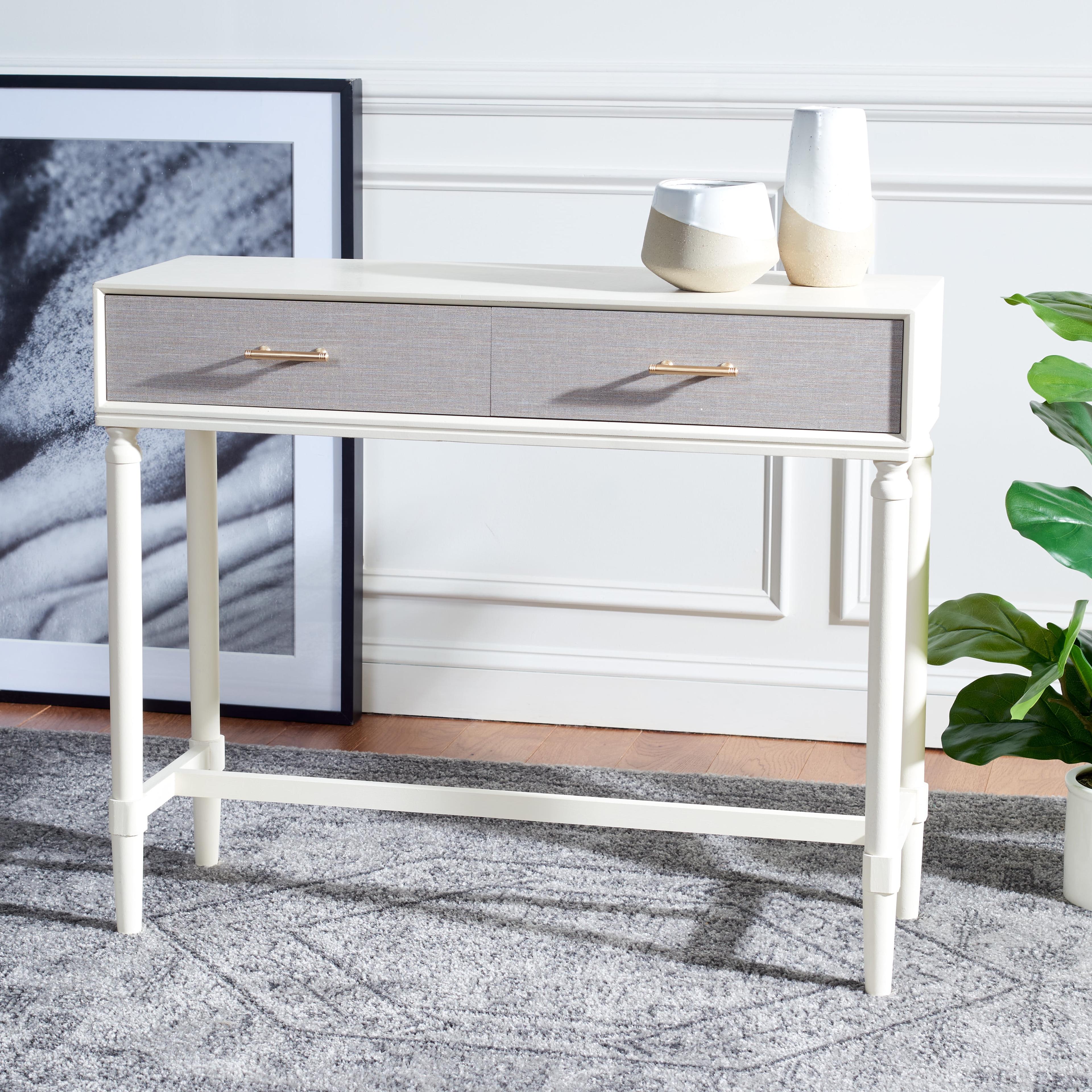 Estella White 40" Modern Console Table with 2 Drawers and Metal Accents