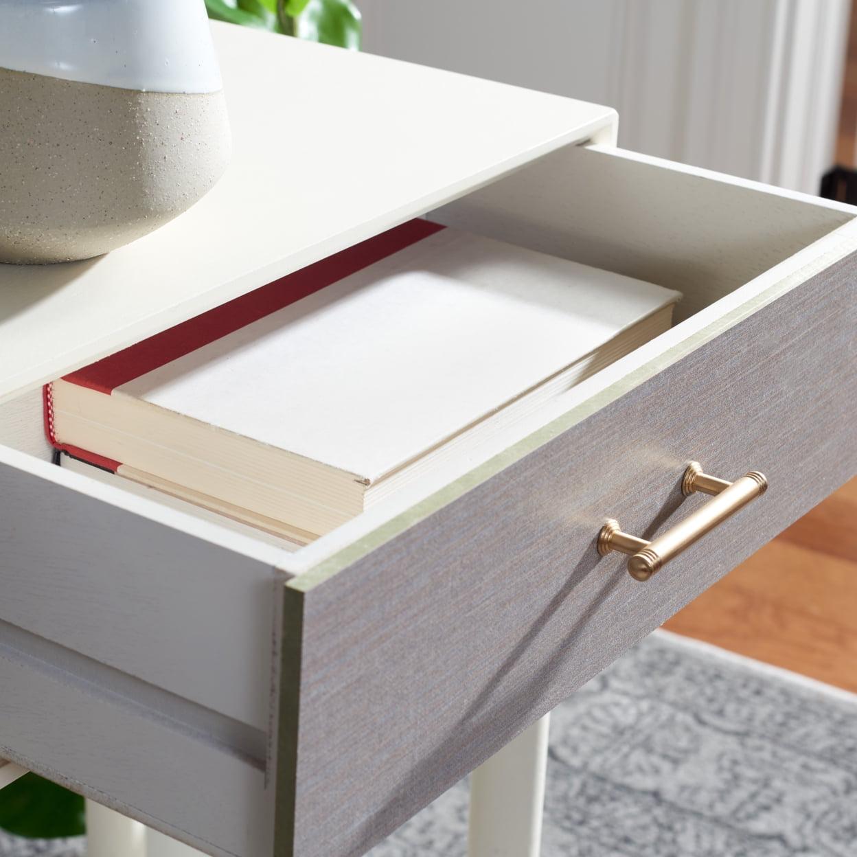 Estella White 40" Modern Console Table with 2 Drawers and Metal Accents