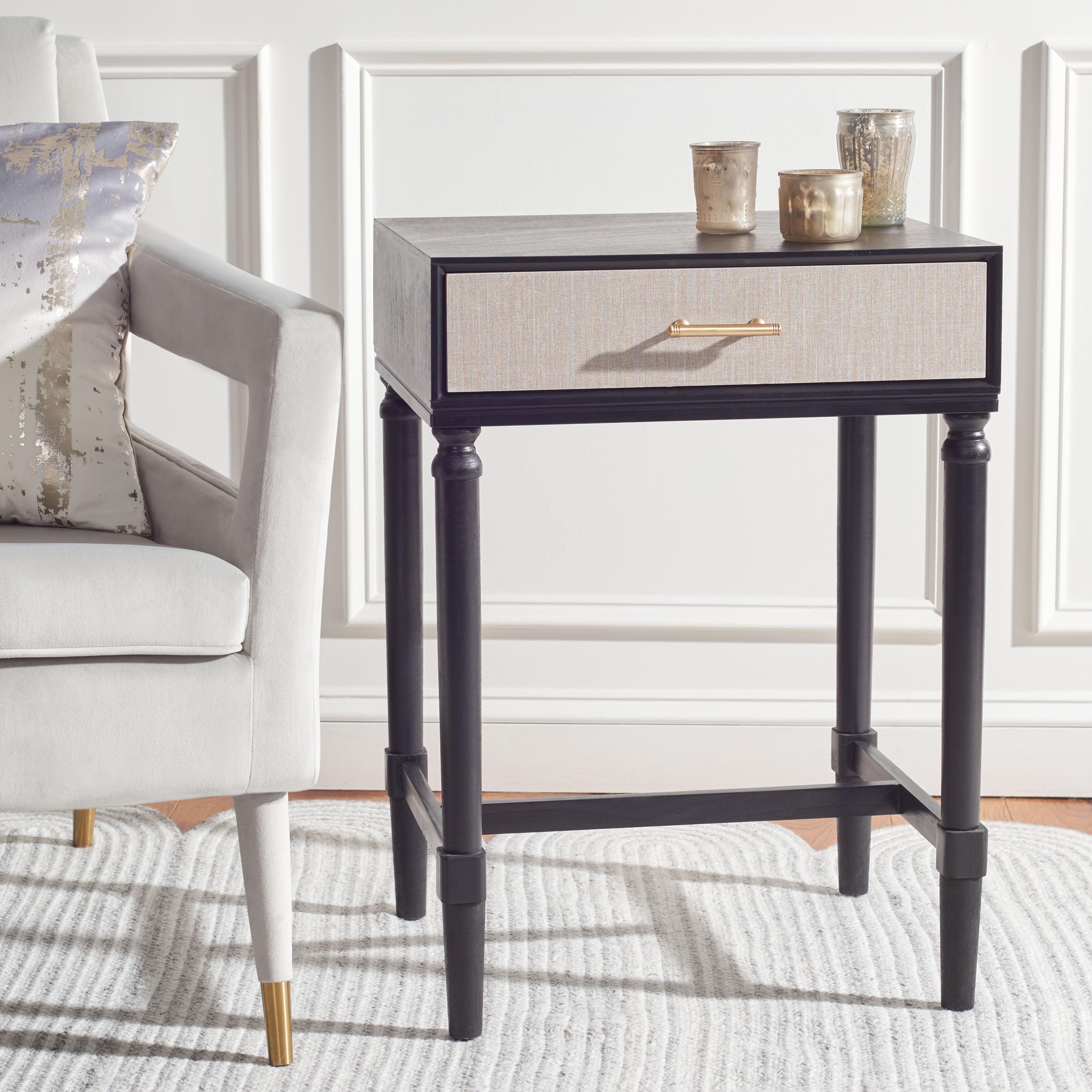 Estella Rustic Black Wood & Metal 1-Drawer Accent Table